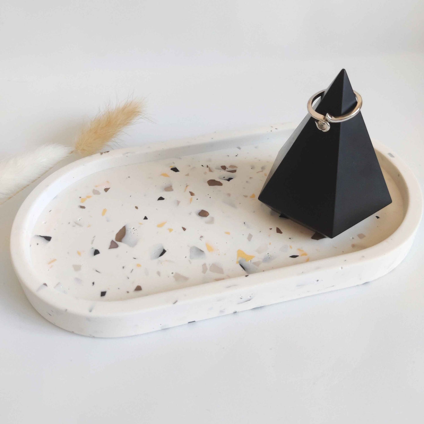 Oval natural terrazzo trinket tray