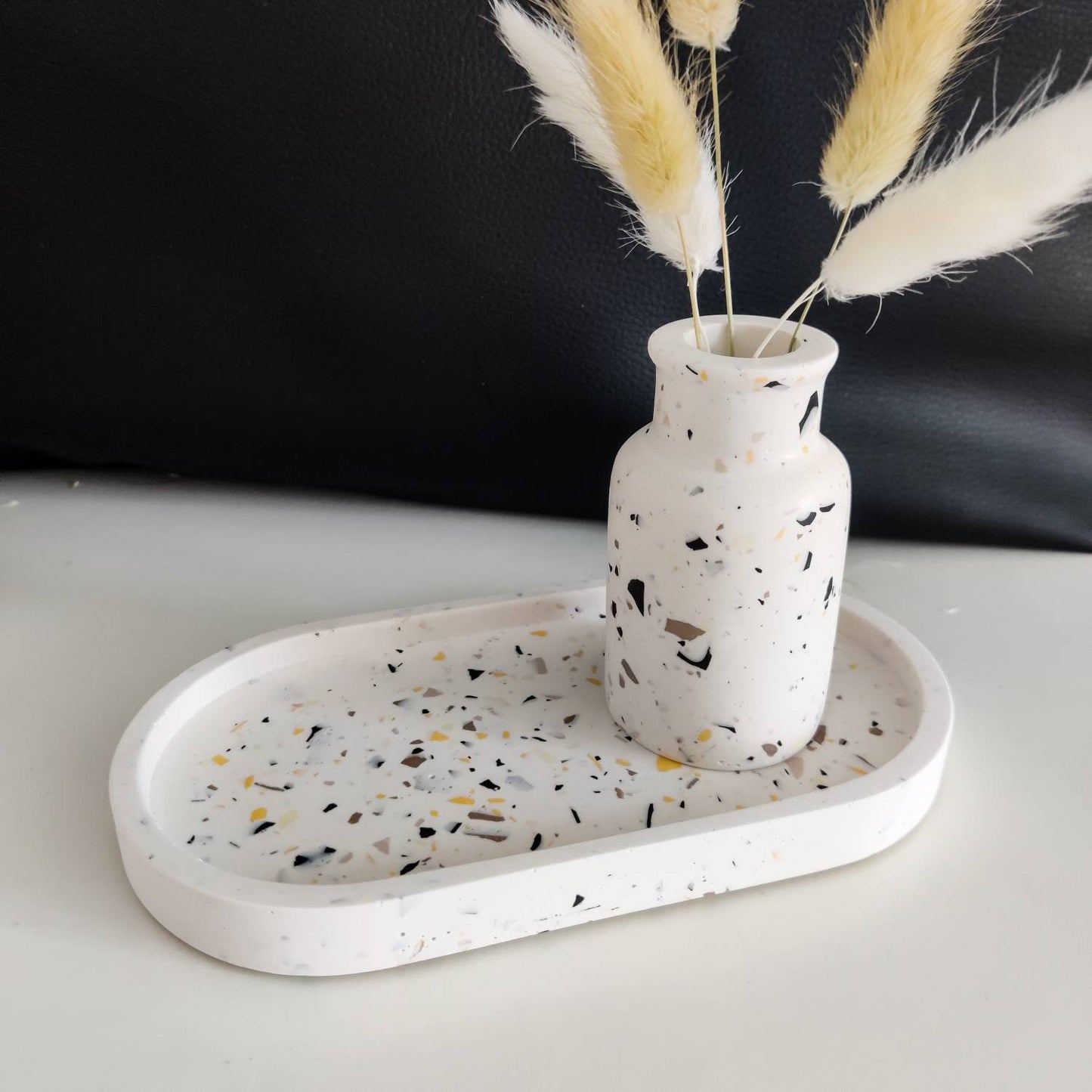 Oval natural terrazzo trinket tray