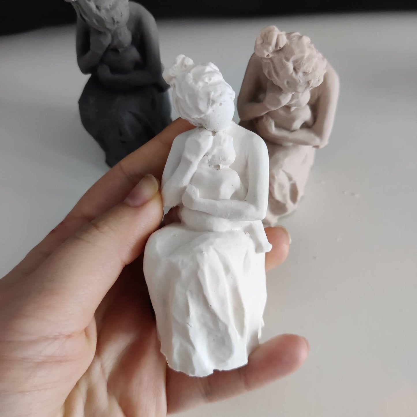 Handmade mother and child figurine small