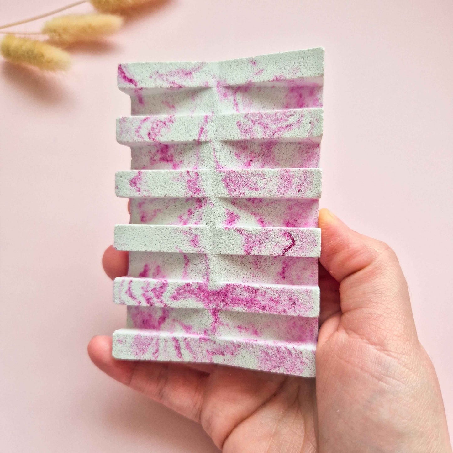 Hot Pink Rectangular dish soap, sparkly marble design soap holder