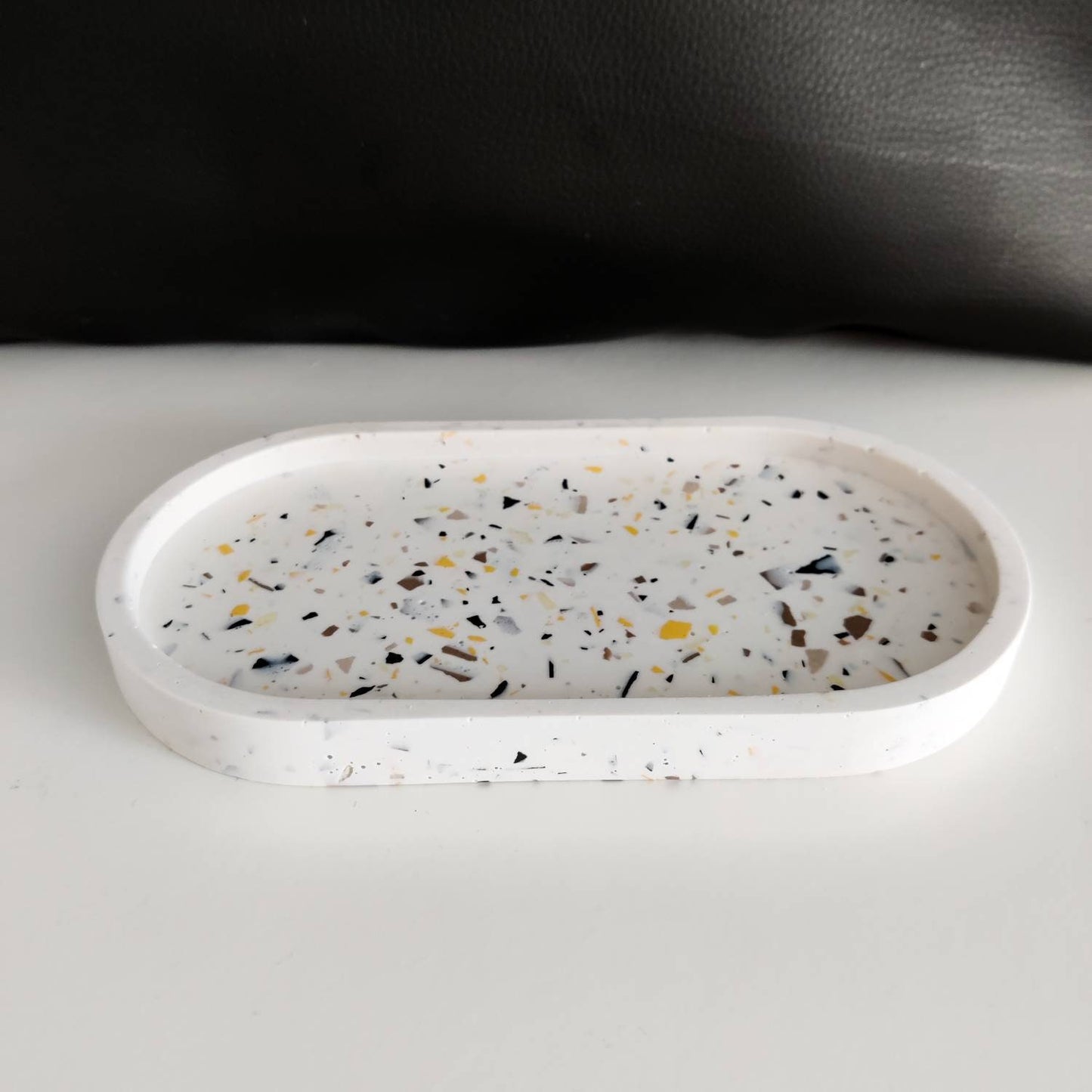 Oval natural terrazzo trinket tray