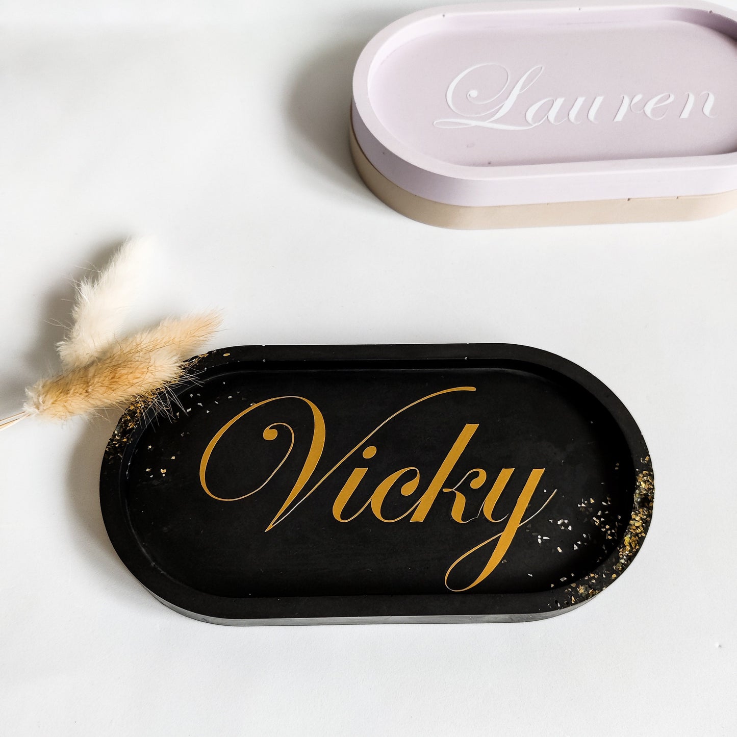 Personalised oval decorative trinket tray with name gift for best friend, gifts for teachers or nurses, catch all vanity dish, desk decor