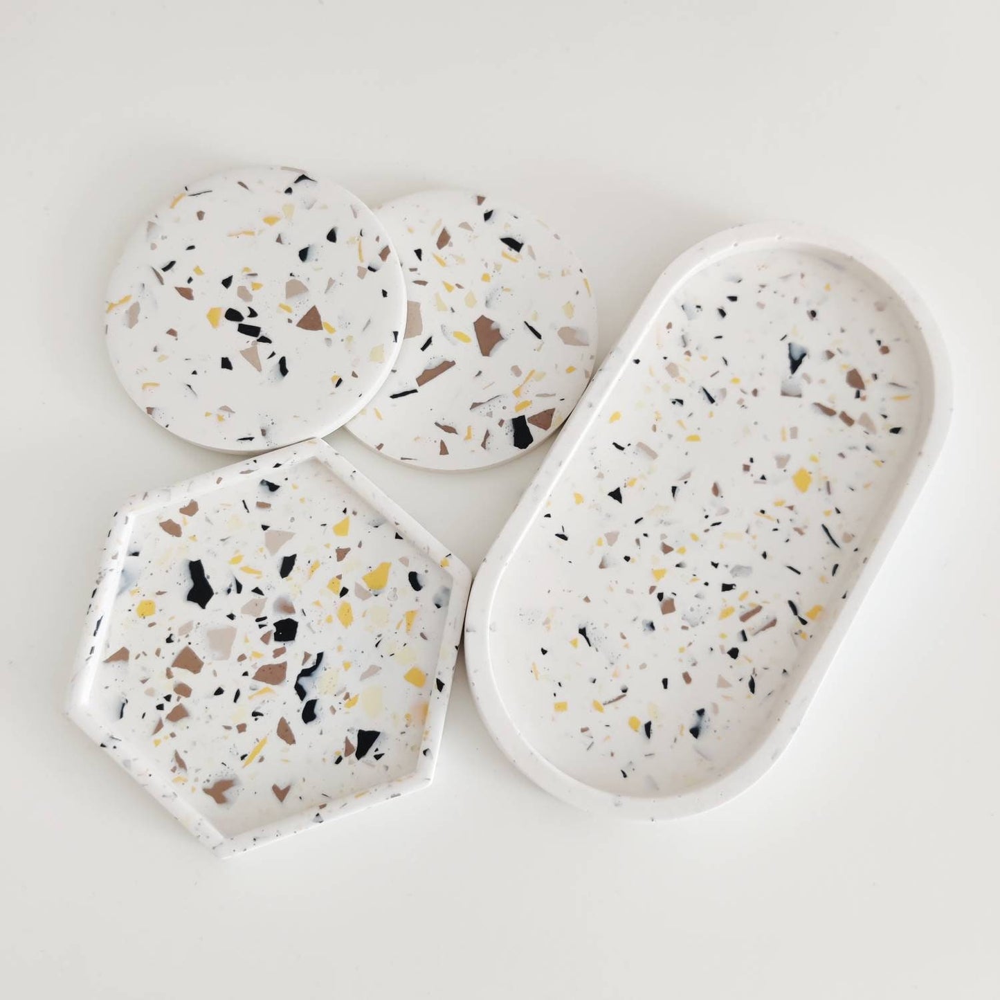 Oval natural terrazzo trinket tray
