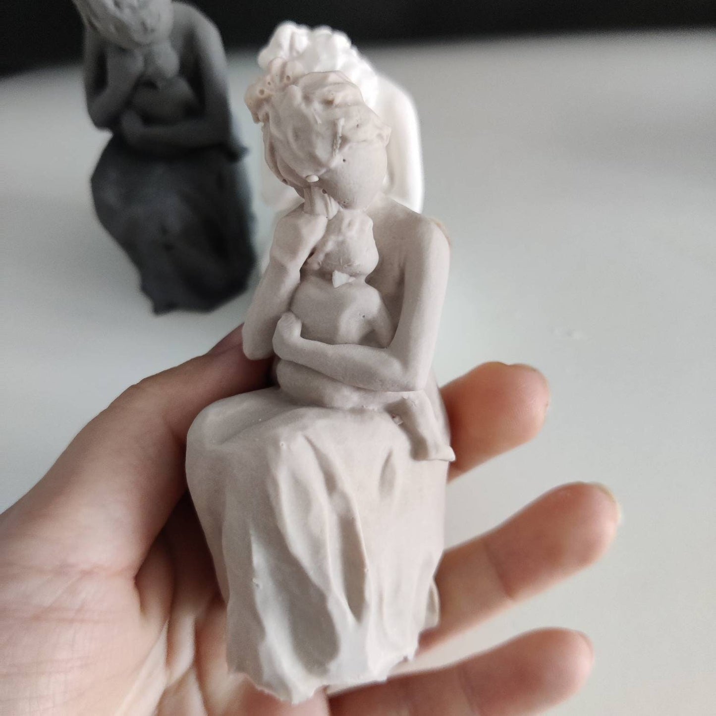 Handmade mother and child figurine small