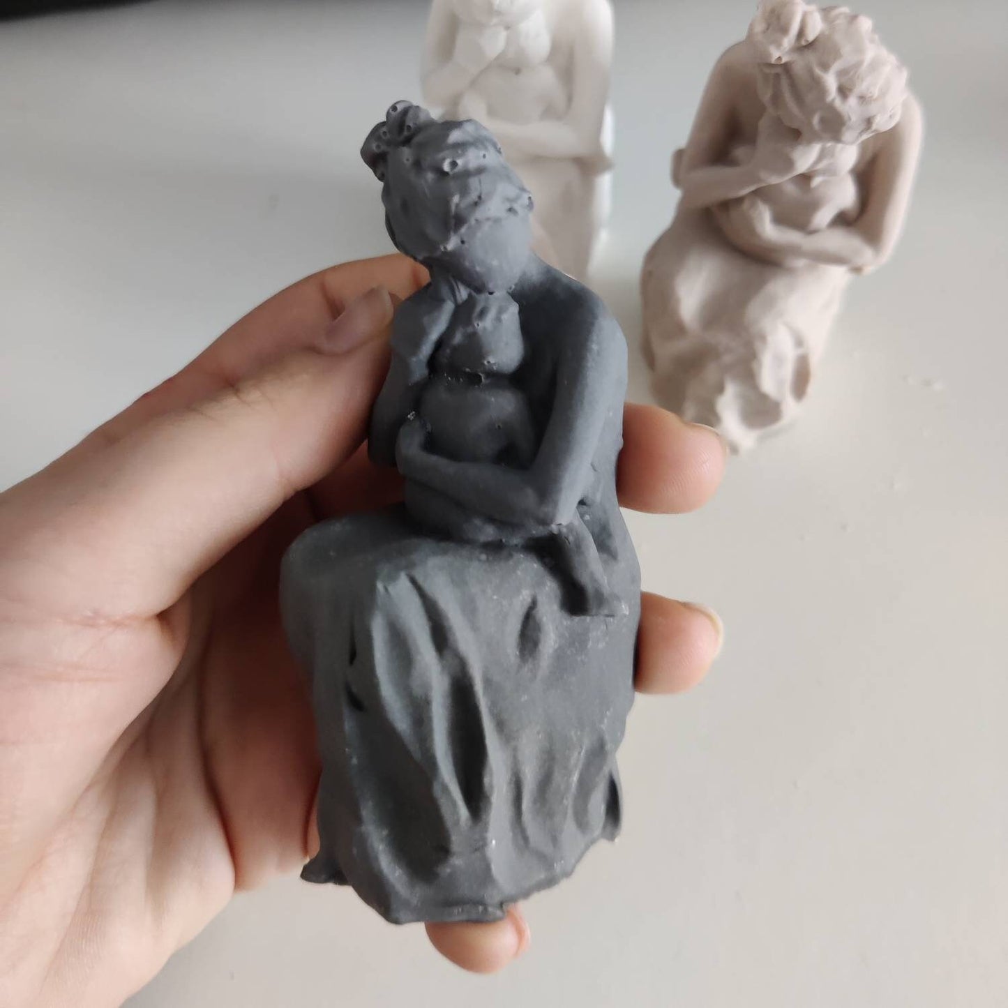 Handmade mother and child figurine small