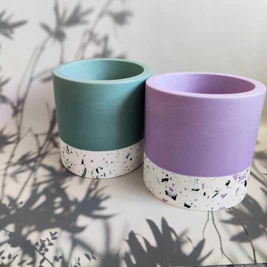 Half Terrazzo pen pot teal or purple, make up brushes holder