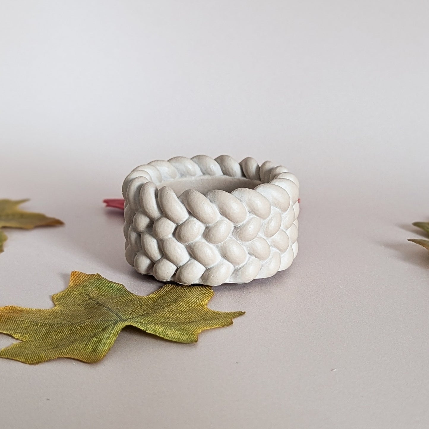 Knitted style cosy tealight candle holders