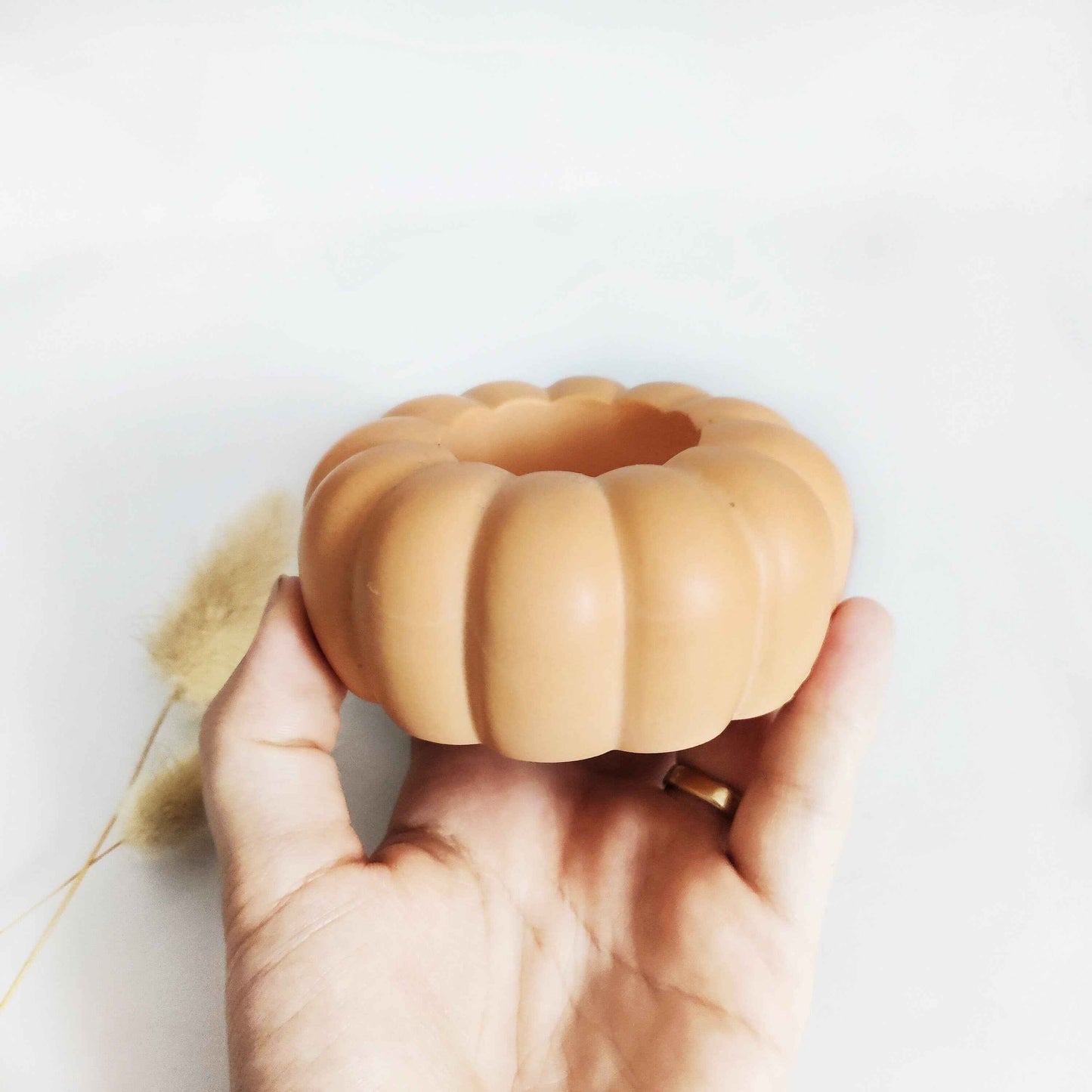 Pumpkin tealight candle holder- orange and sage green