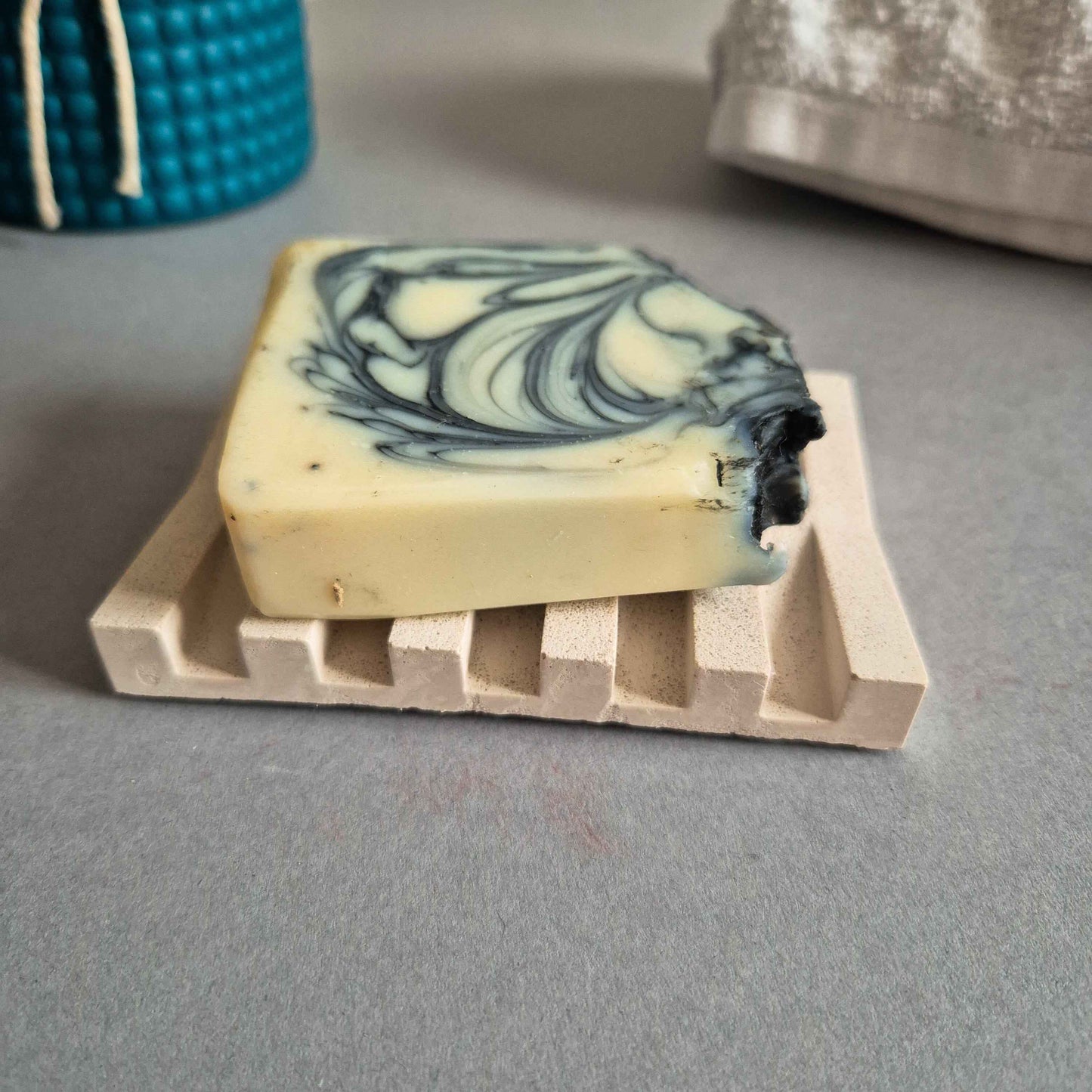 Rectangular dish soap, sparkly soap holder white or beige