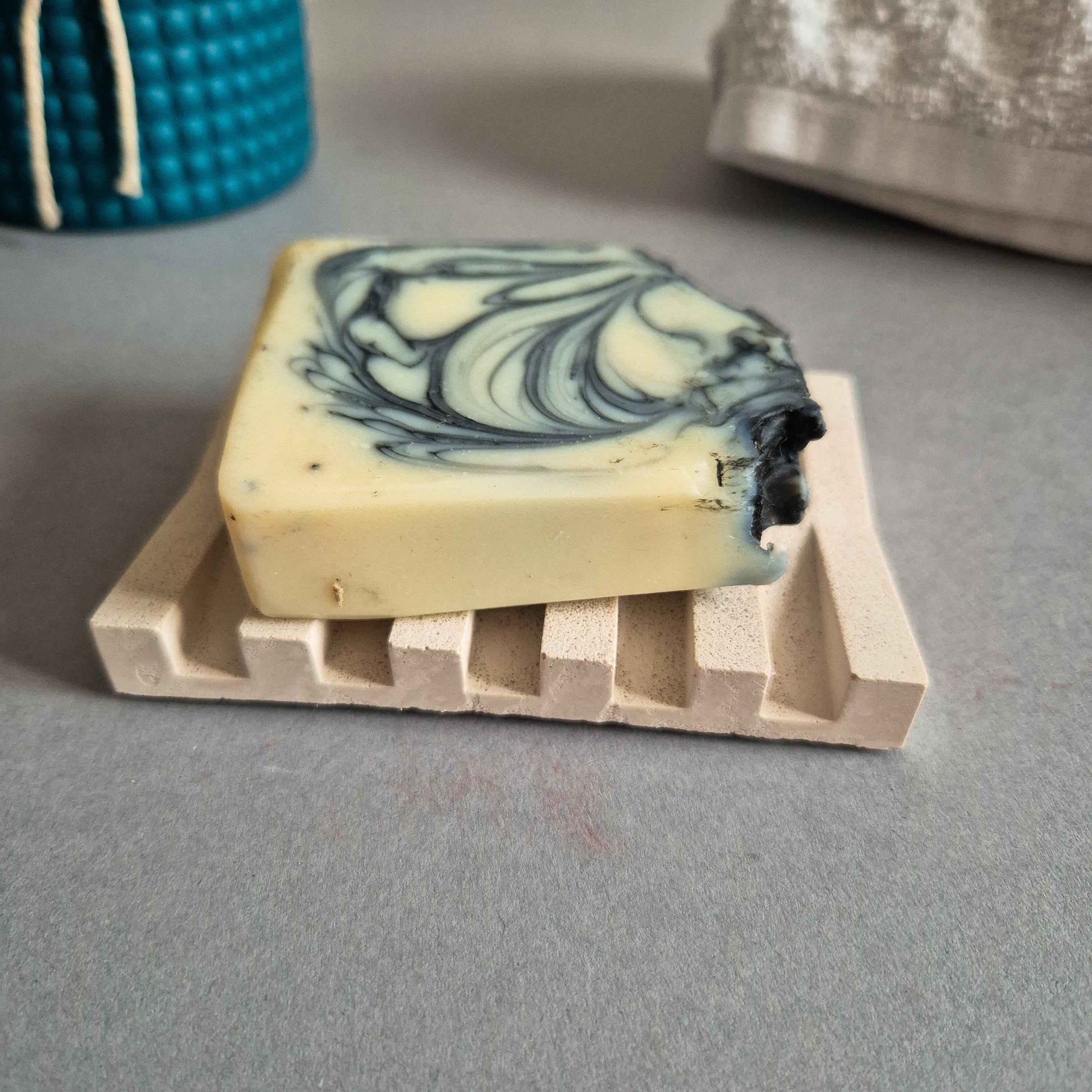 Rectangular dish soap, sparkly soap holder white or beige