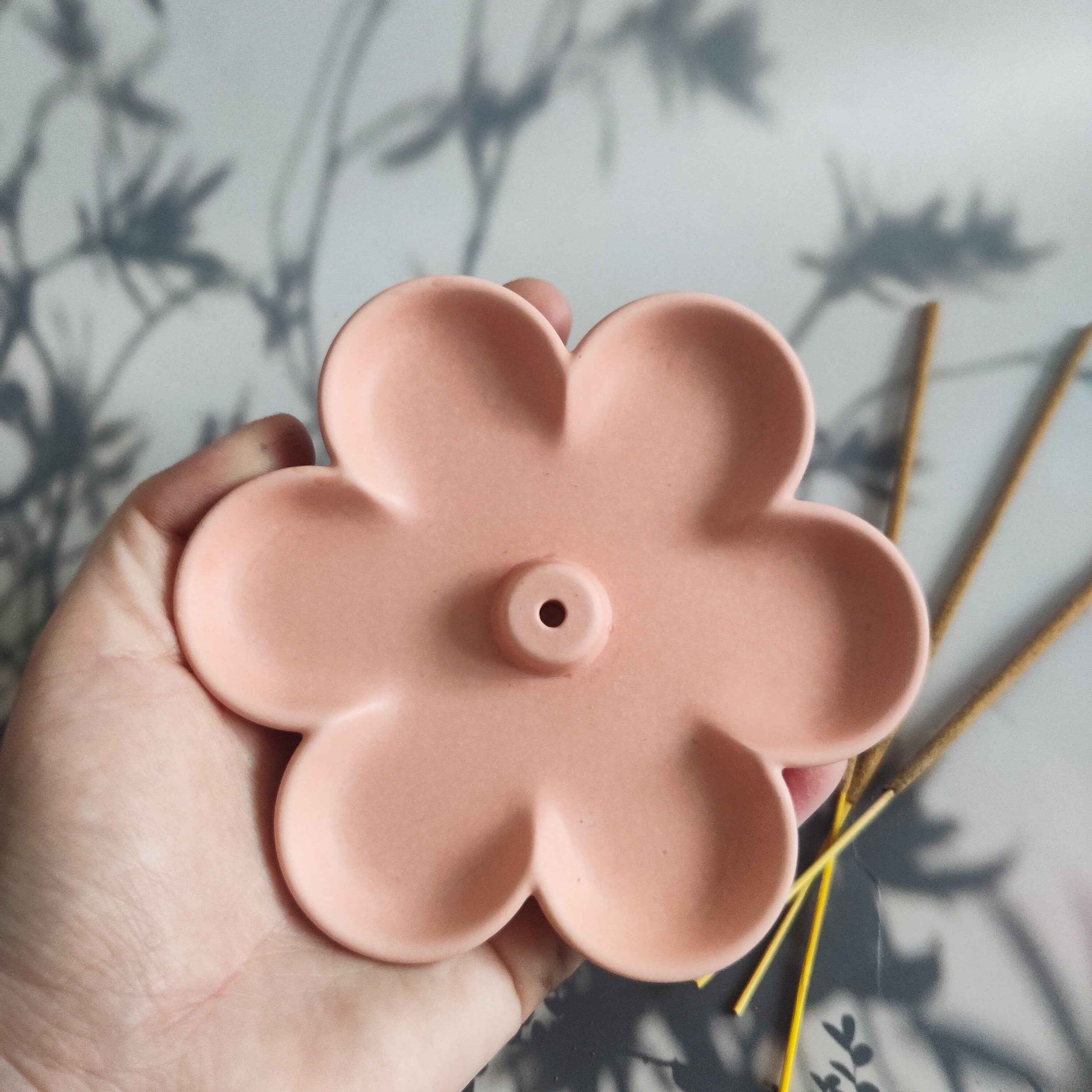Flower shaped incense stick holder boho style