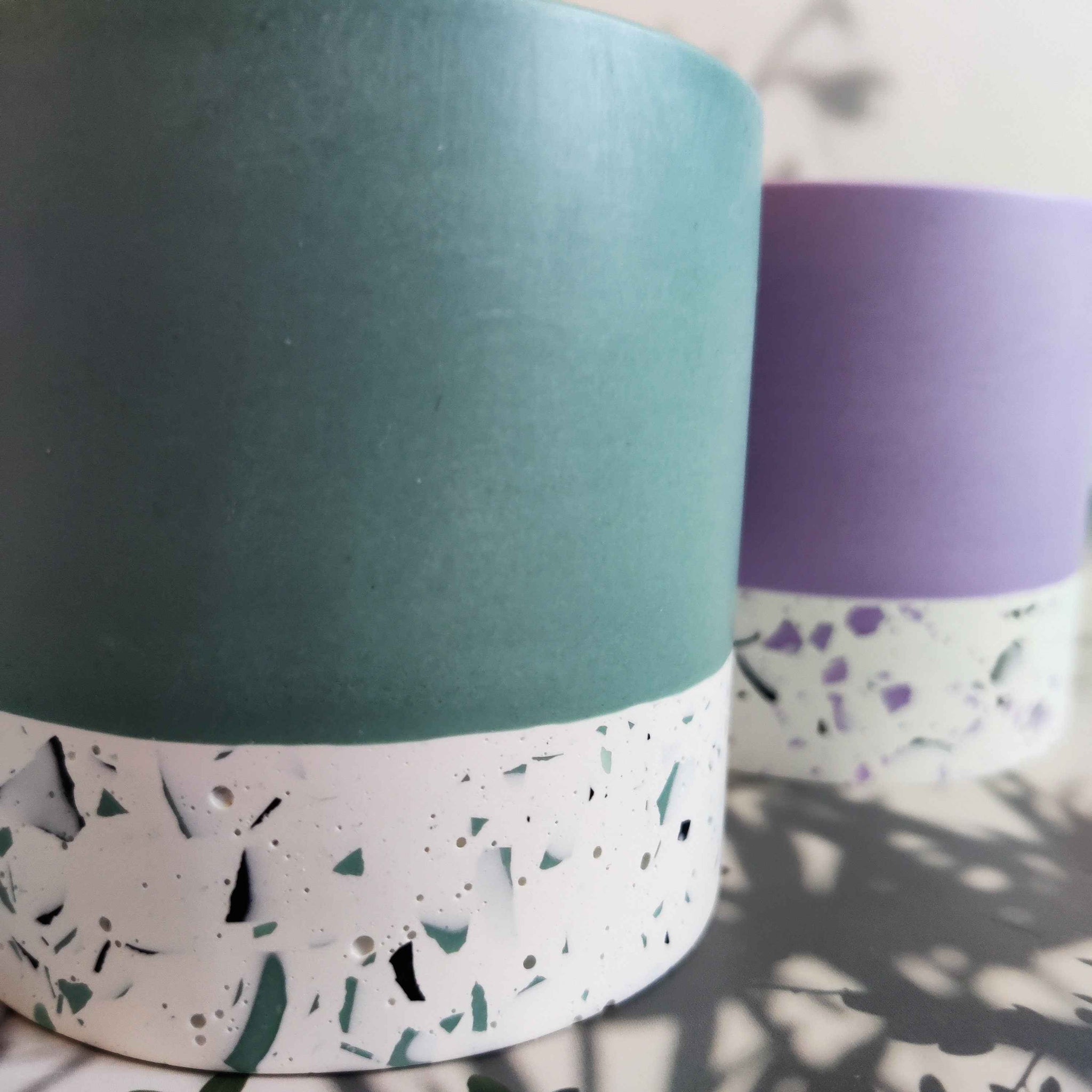 Half Terrazzo pen pot teal or purple, make up brushes holder