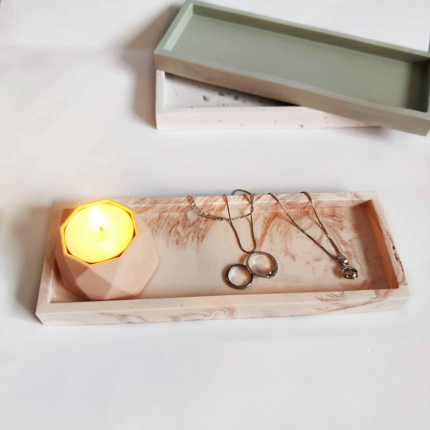 Rectangular trinket tray monochrome or terrazzo