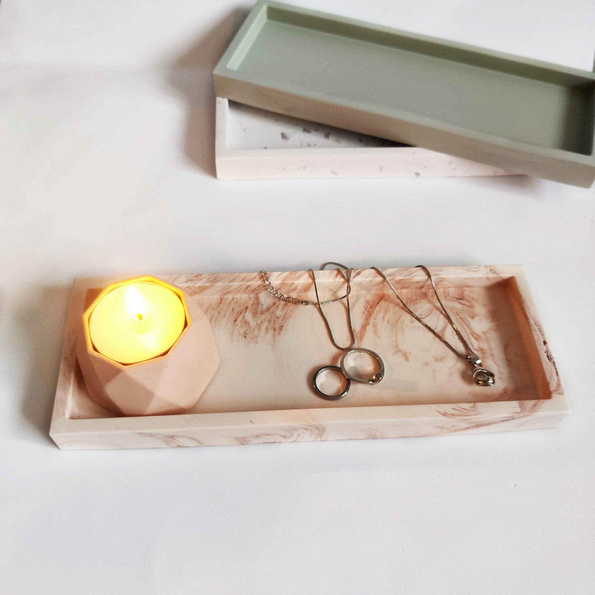 Rectangular trinket tray monochrome or terrazzo