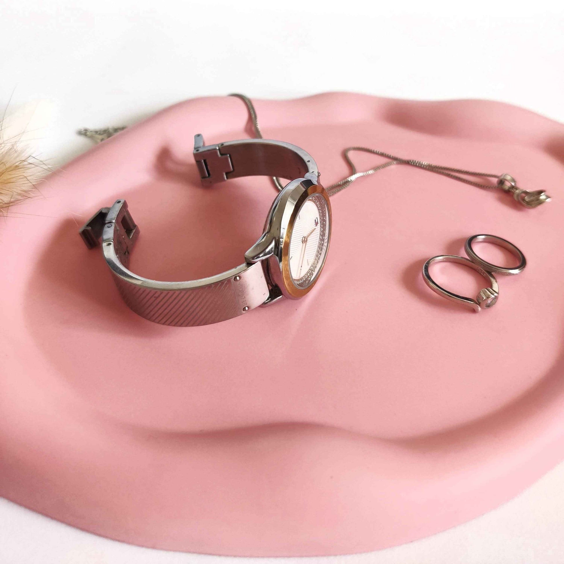 Pink cloud decorative tray for coffee table,large concrete style trinket dish