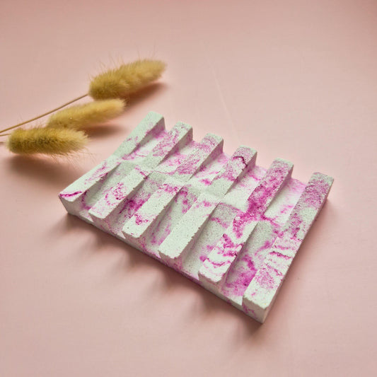 Hot Pink Rectangular dish soap, sparkly marble design soap holder