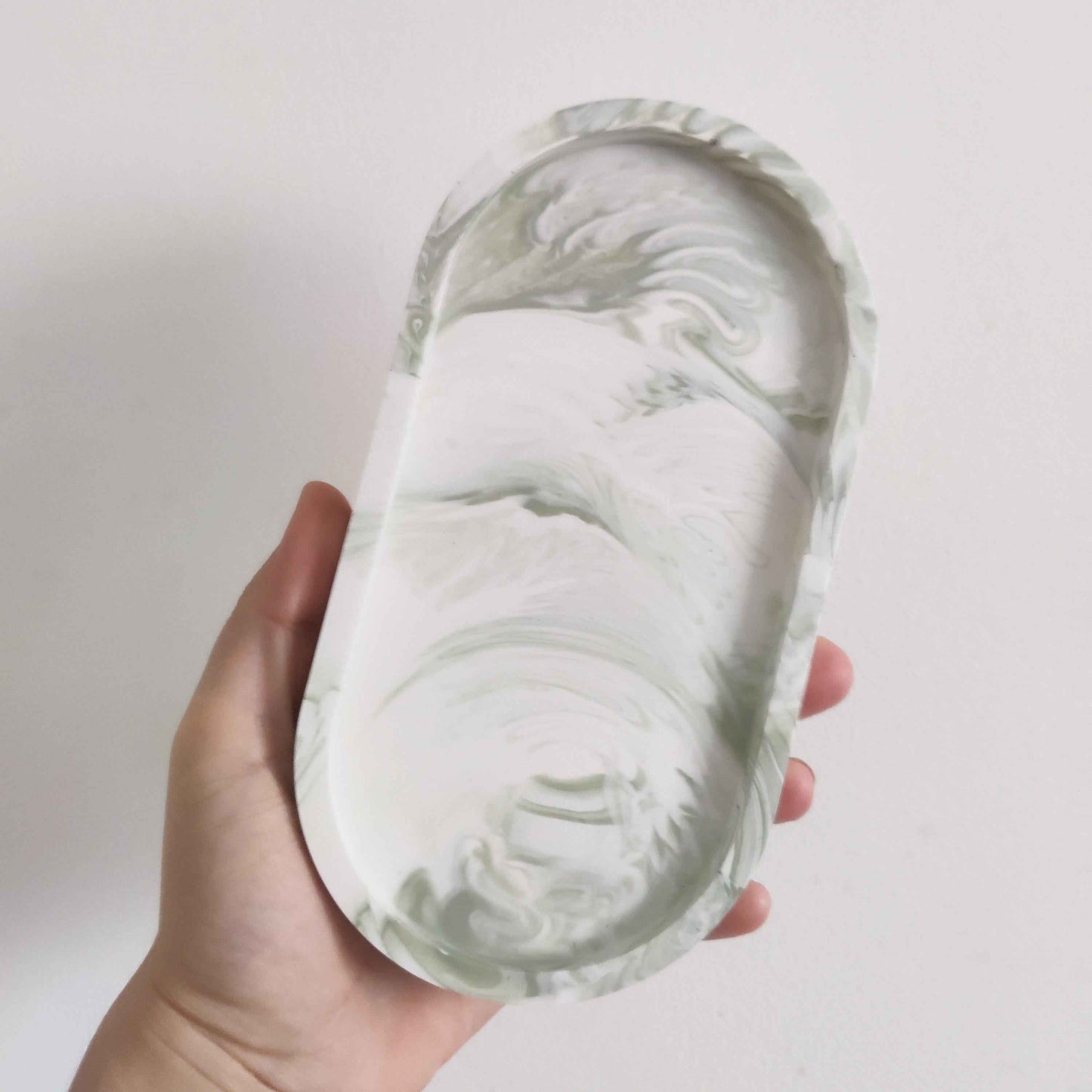 Custom made oval concrete style decorative tray, marble effect trinket dish, modern decor for jewelry, aesthetic room decor,