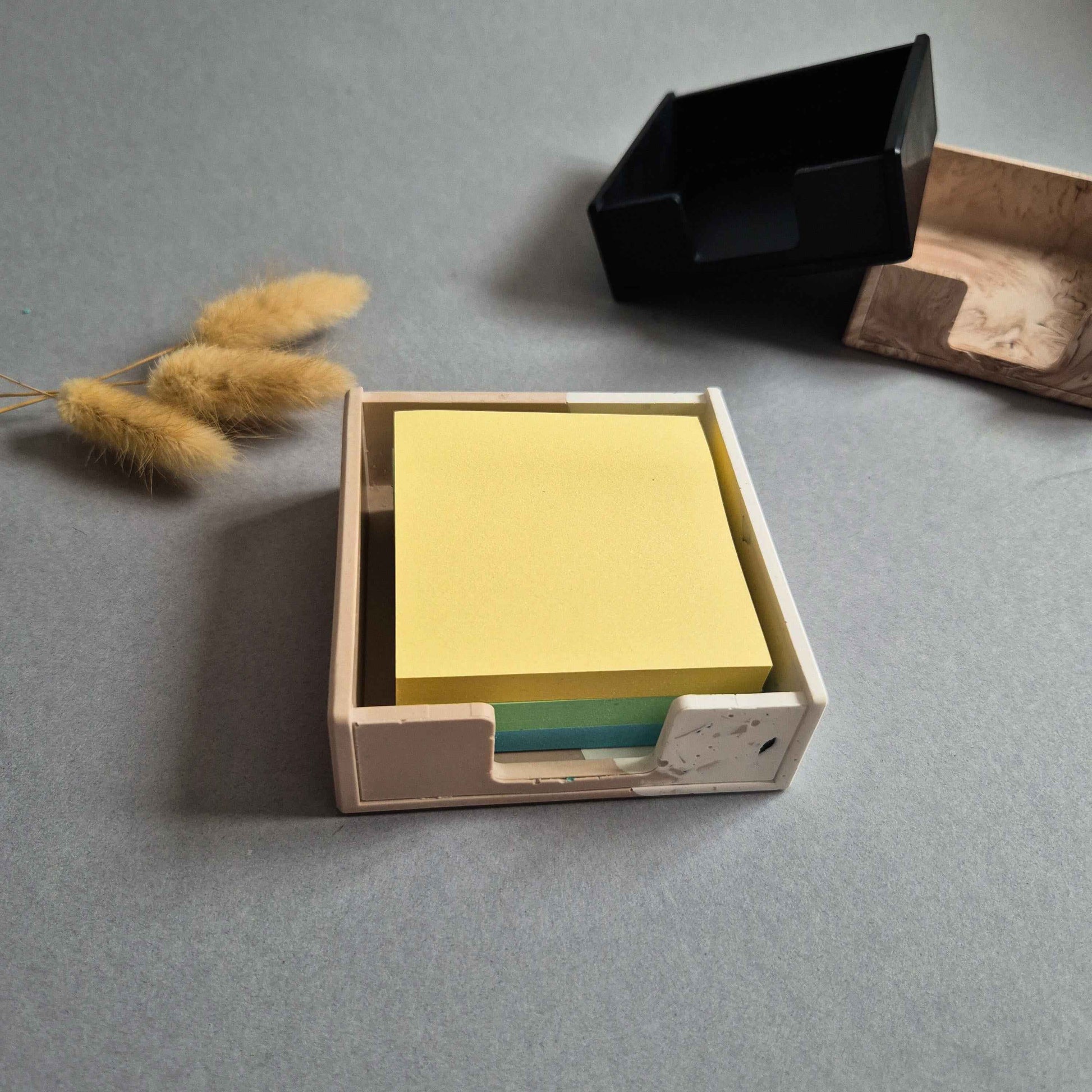 Half Terrazzo Sticky notes holder, memo pad office storage