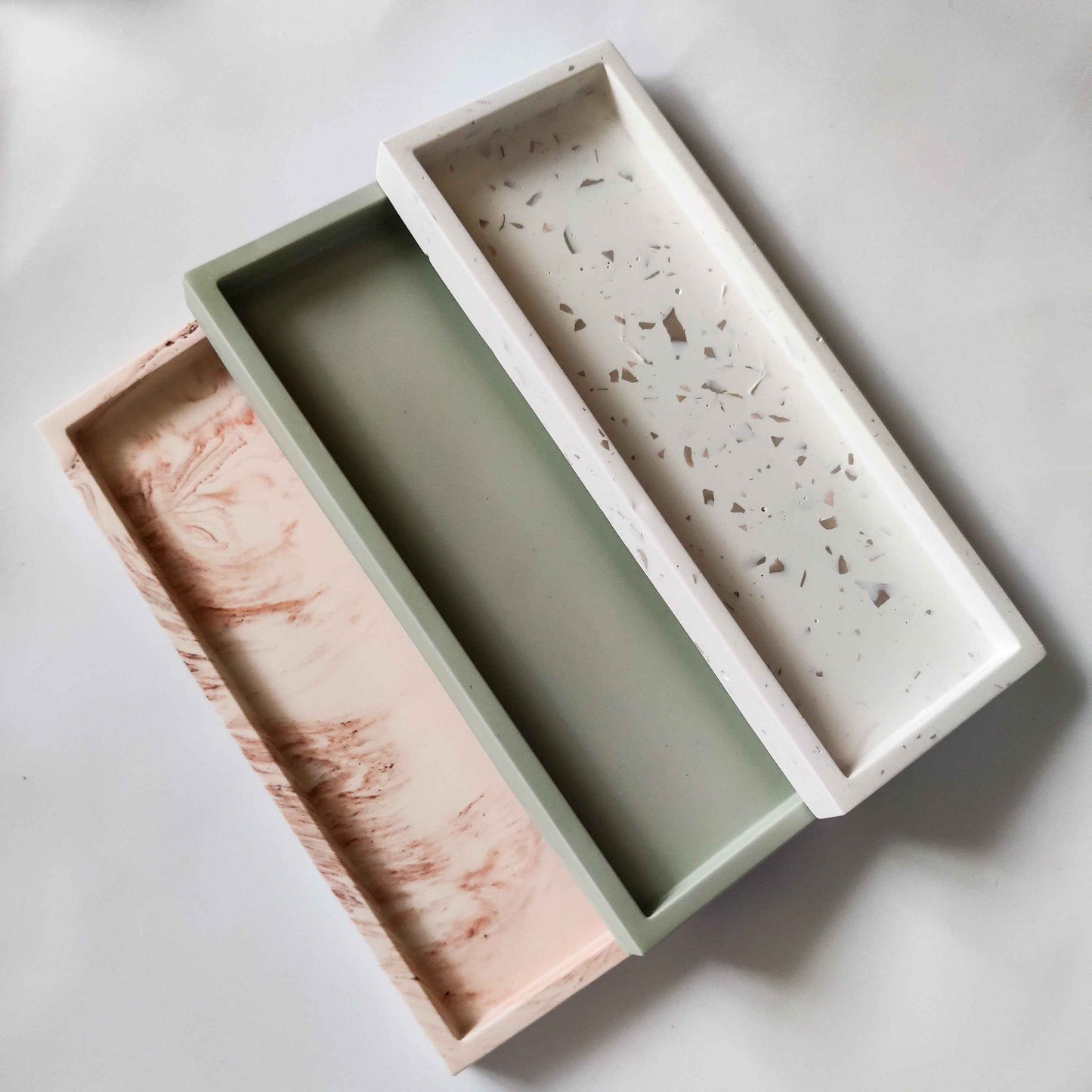 Rectangular trinket tray monochrome or terrazzo