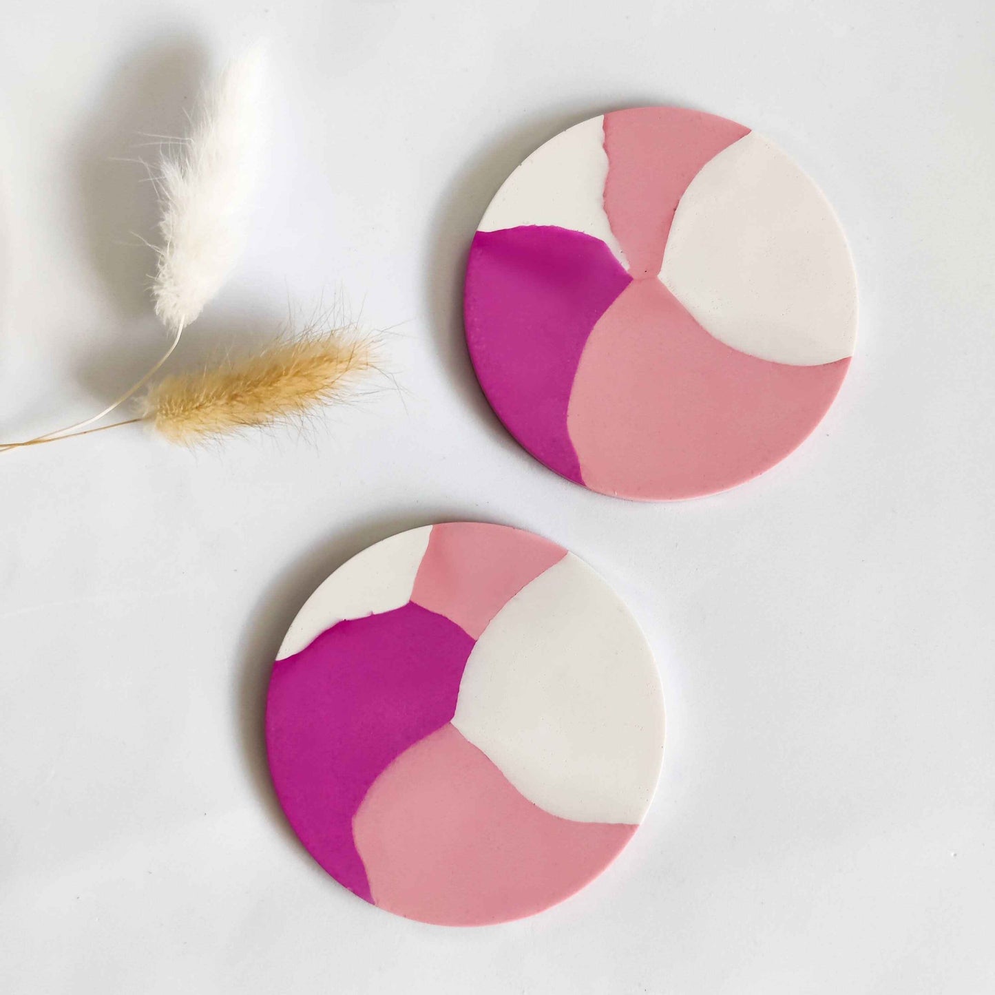 Pink coasters set of 2 or 4, aesthetic room decor for teens