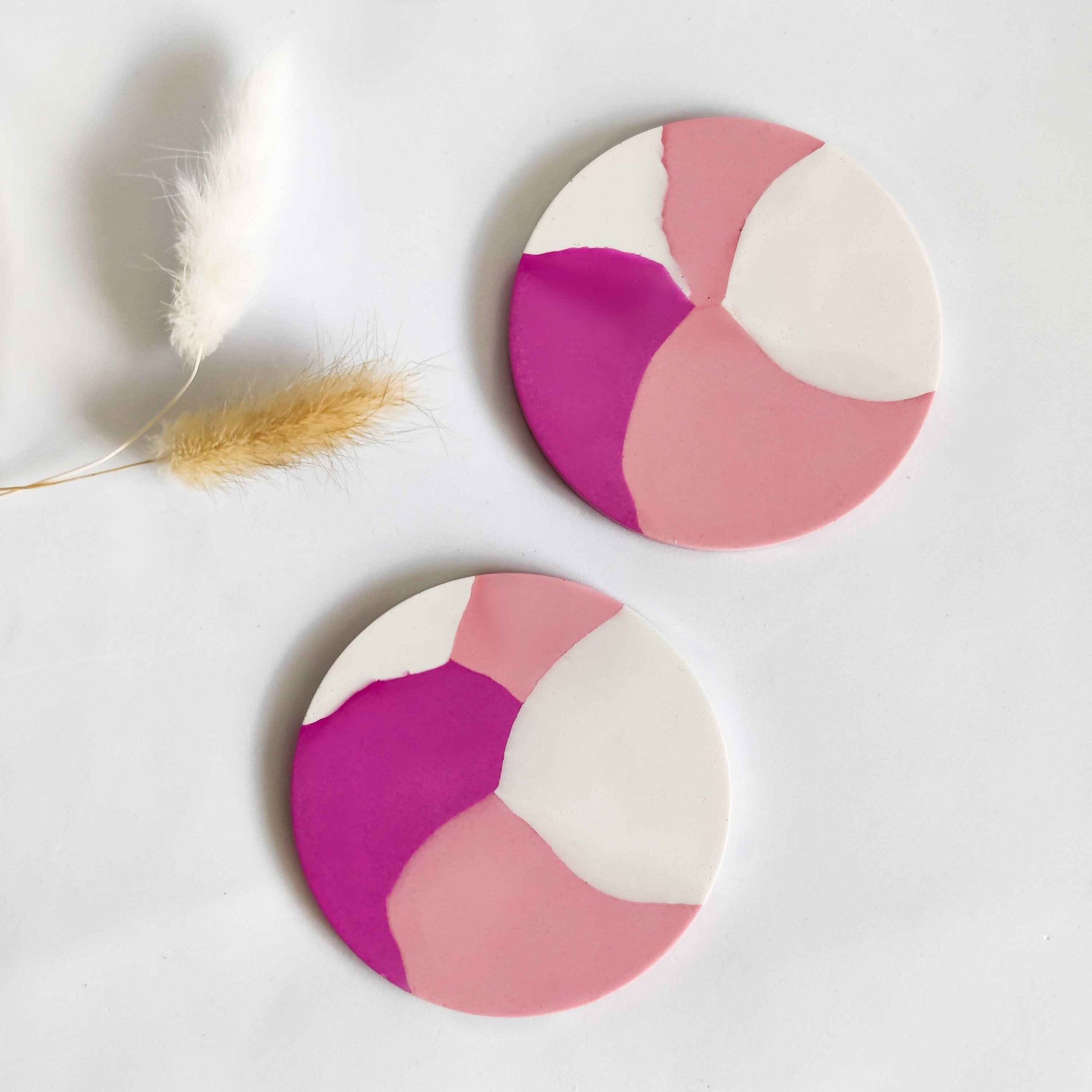 Pink coasters set of 2 or 4, aesthetic room decor for teens