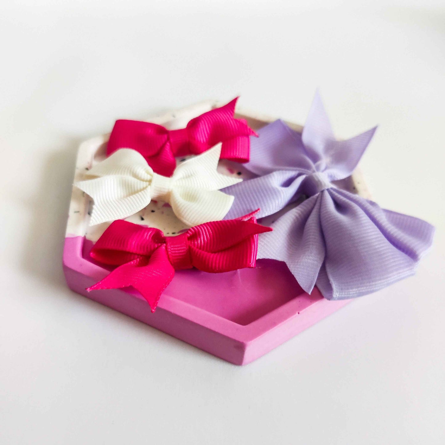 Half terrazzo vivid pink pen pot, marble toothbrush makeup brush holder