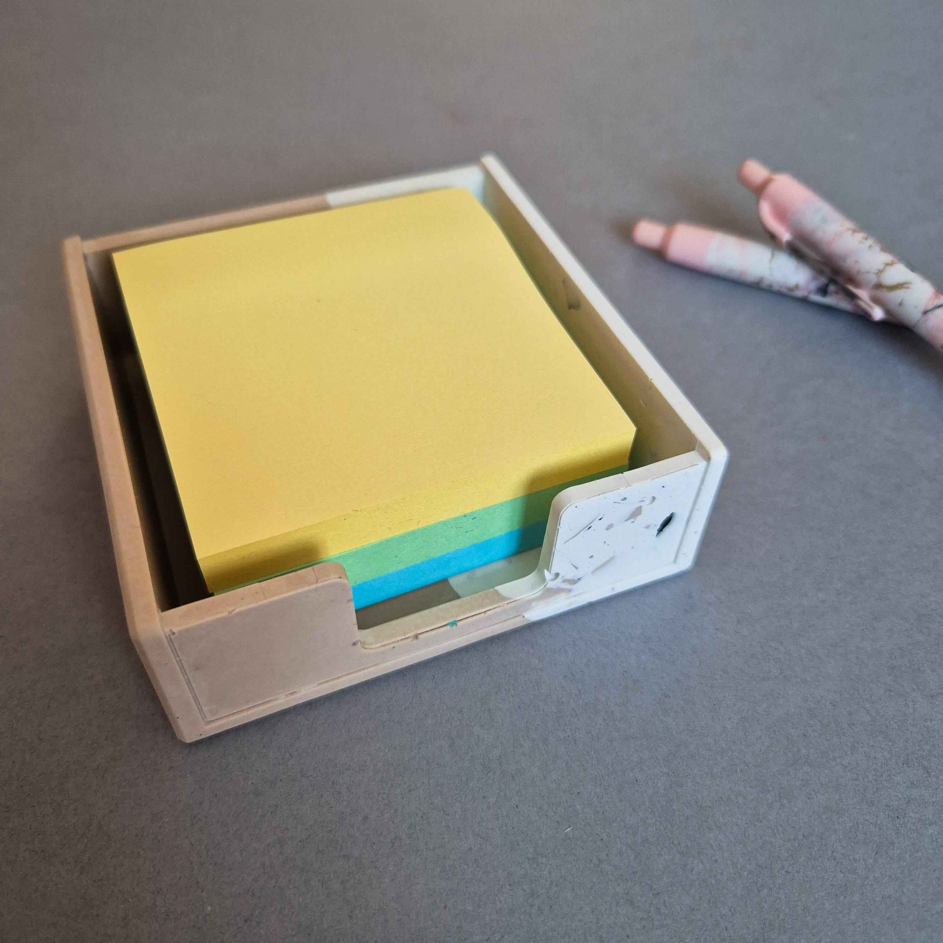 Half Terrazzo Sticky notes holder, memo pad office storage
