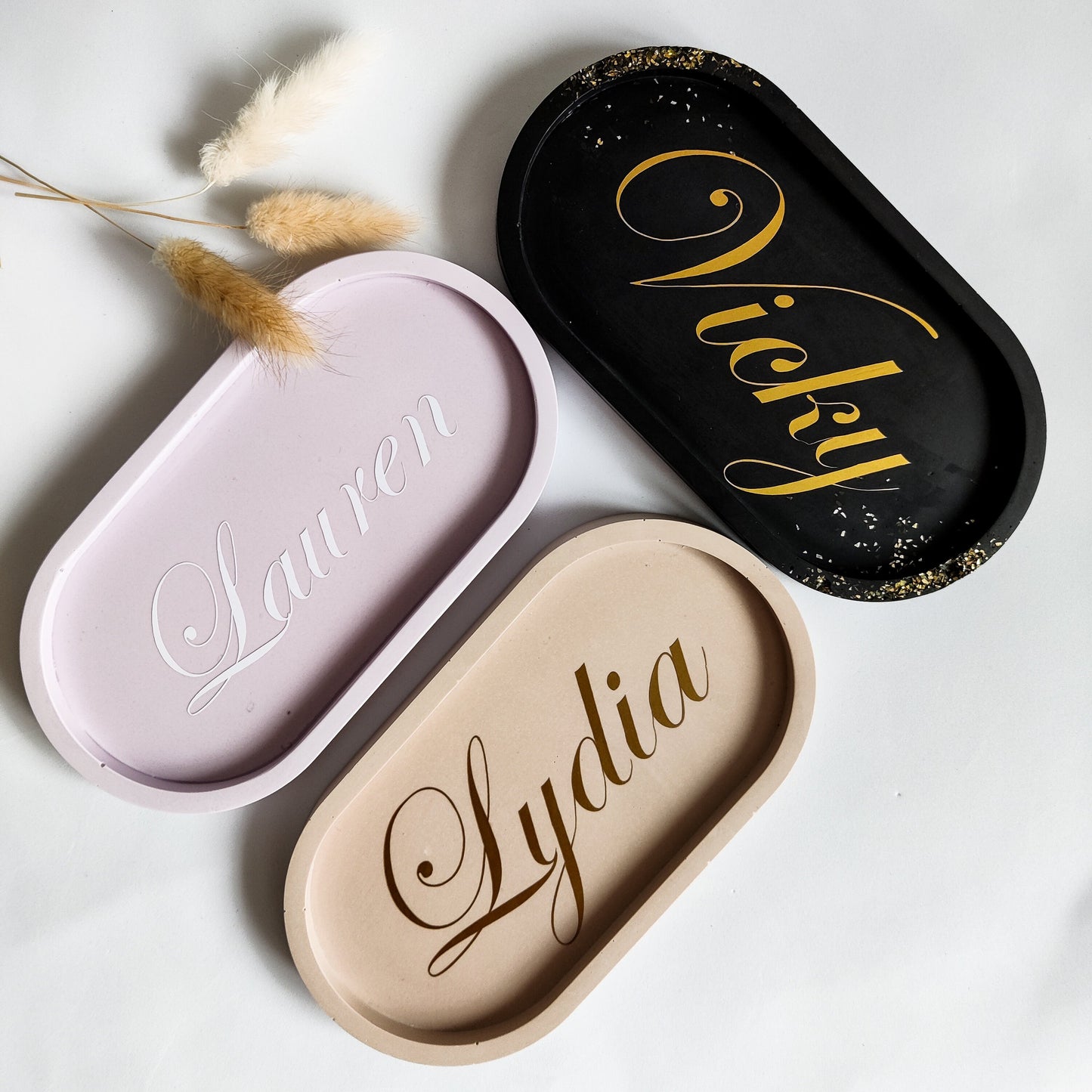 Personalised oval decorative trinket tray with name gift for best friend,  gifts for teachers or nurses, catch all vanity dish, desk decor