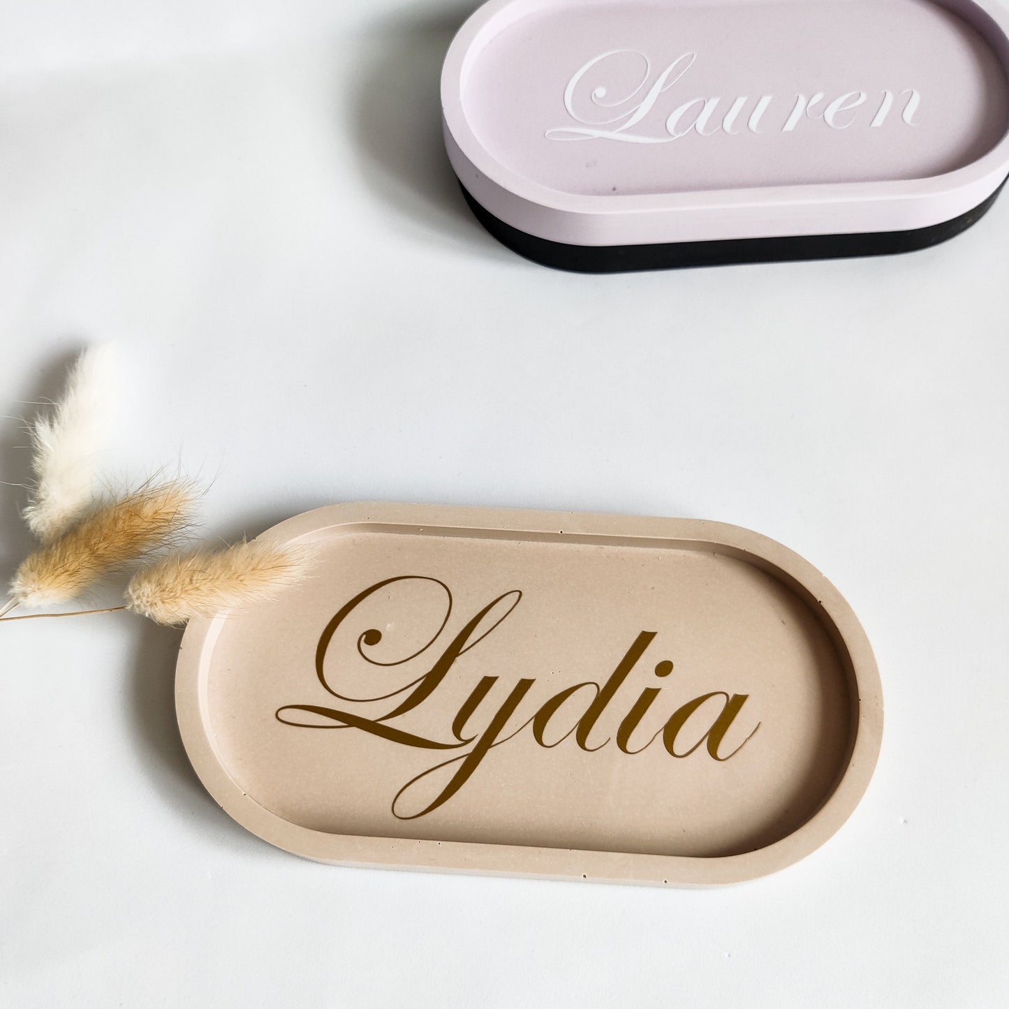 Personalised oval decorative trinket tray with name gift for best friend,  gifts for teachers or nurses, catch all vanity dish, desk decor