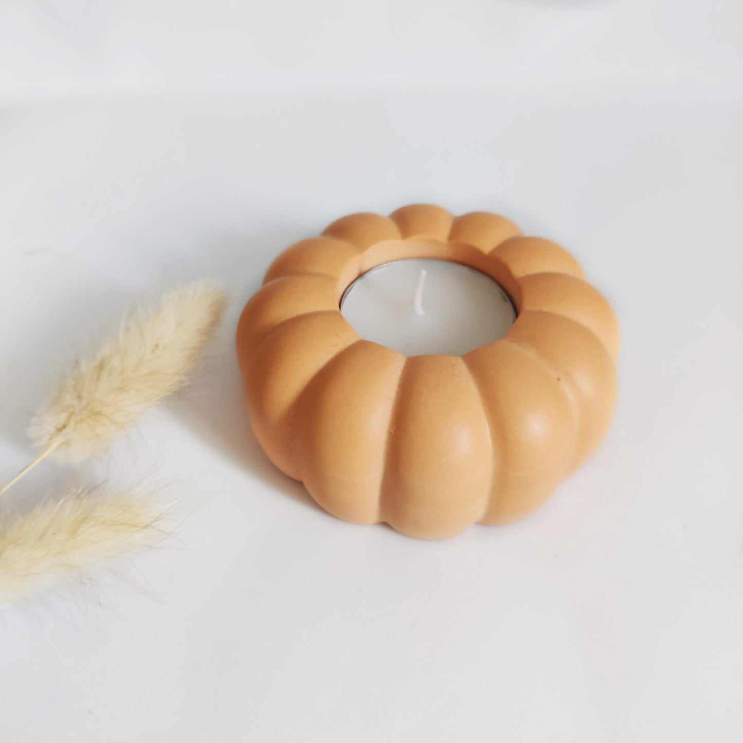 Pumpkin tealight candle holder- orange and sage green