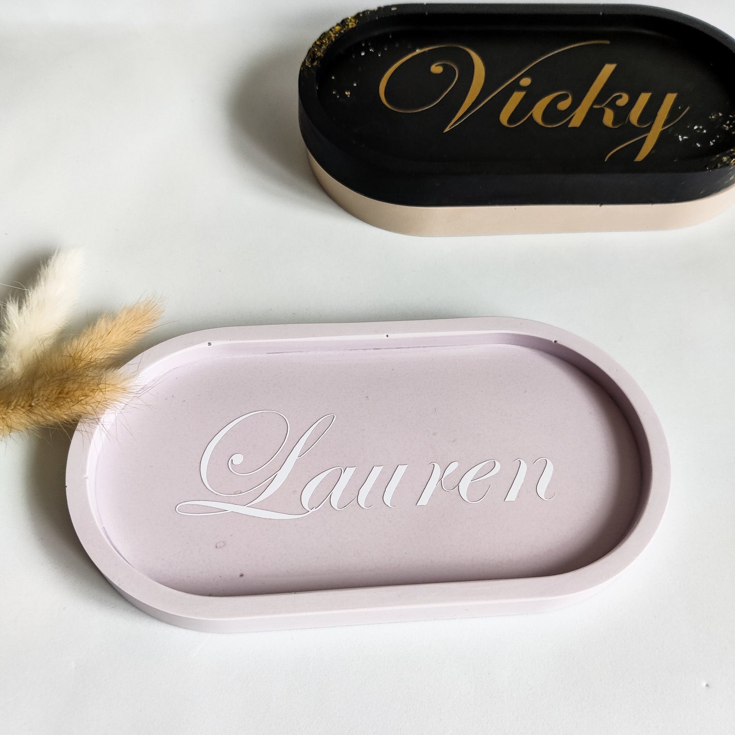 Personalised oval decorative trinket tray with name gift for best friend,  gifts for teachers or nurses, catch all vanity dish, desk decor