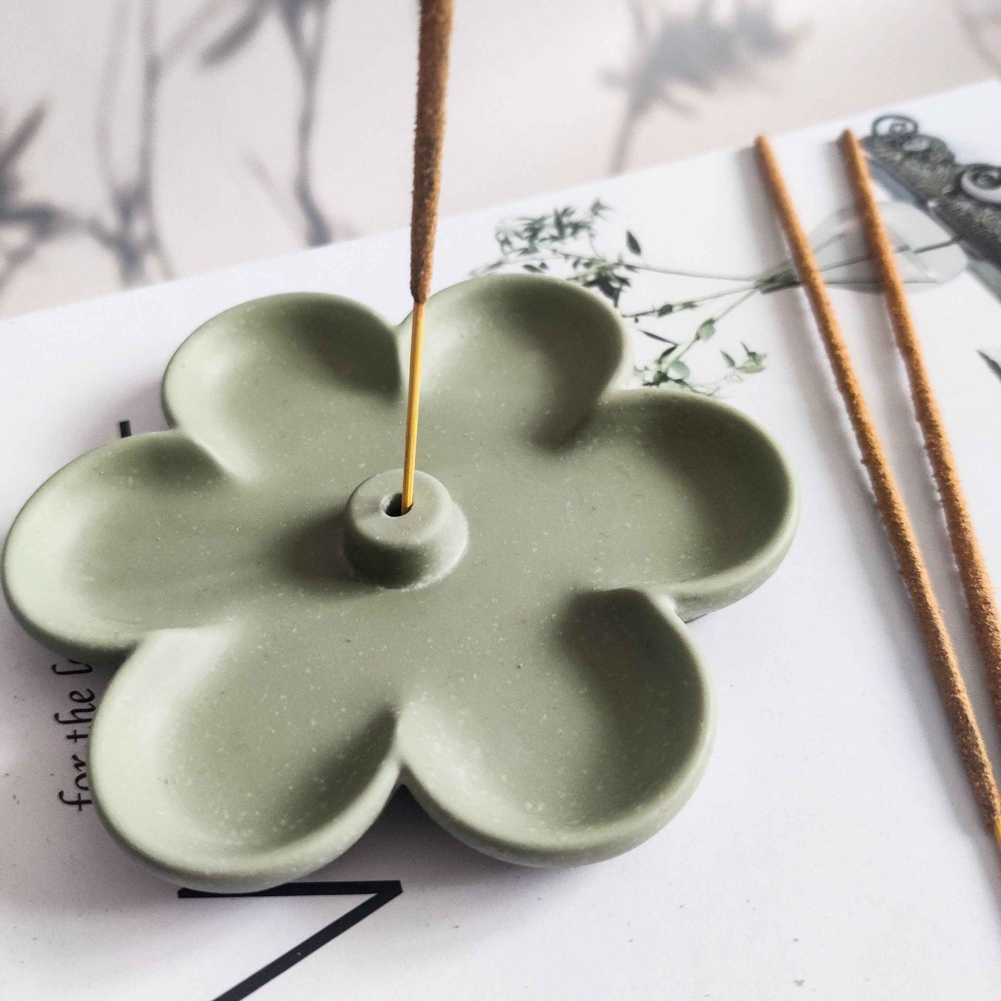 Flower shaped incense stick holder boho style