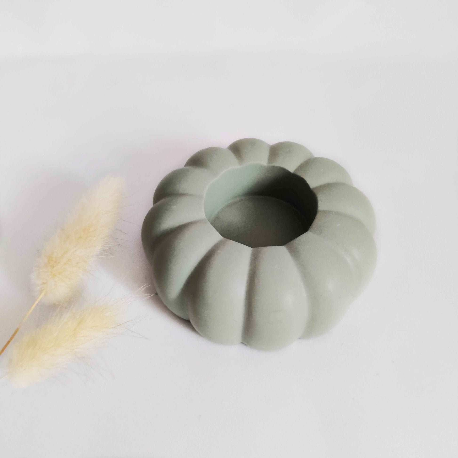 Pumpkin tealight candle holder- orange and sage green