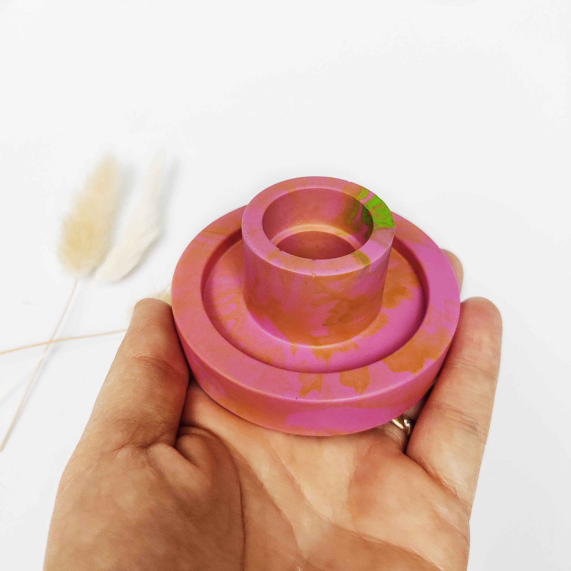 Vivid colours candle stick holders, pink pillar candle holder, aesthetic room decor, summer table decor, unique gift idea for sister