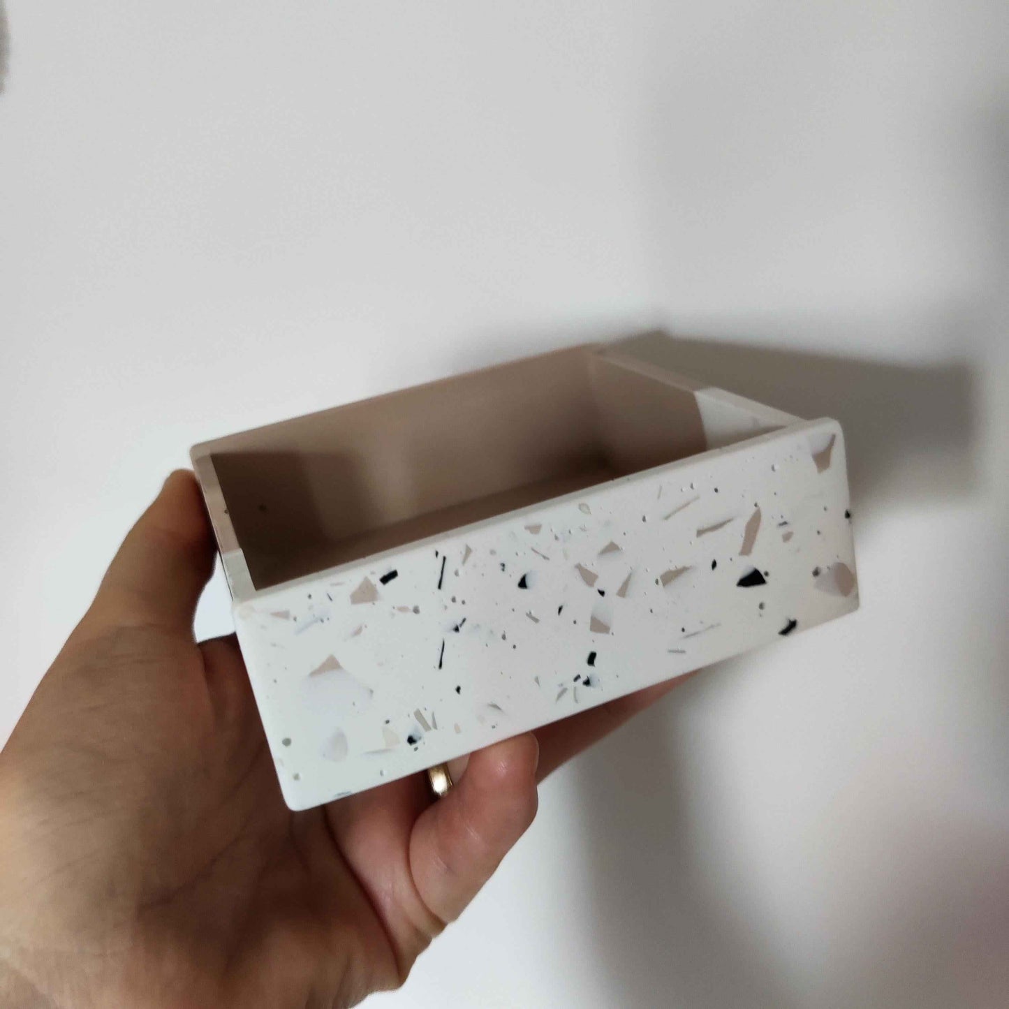 Half Terrazzo Sticky notes holder, memo pad office storage