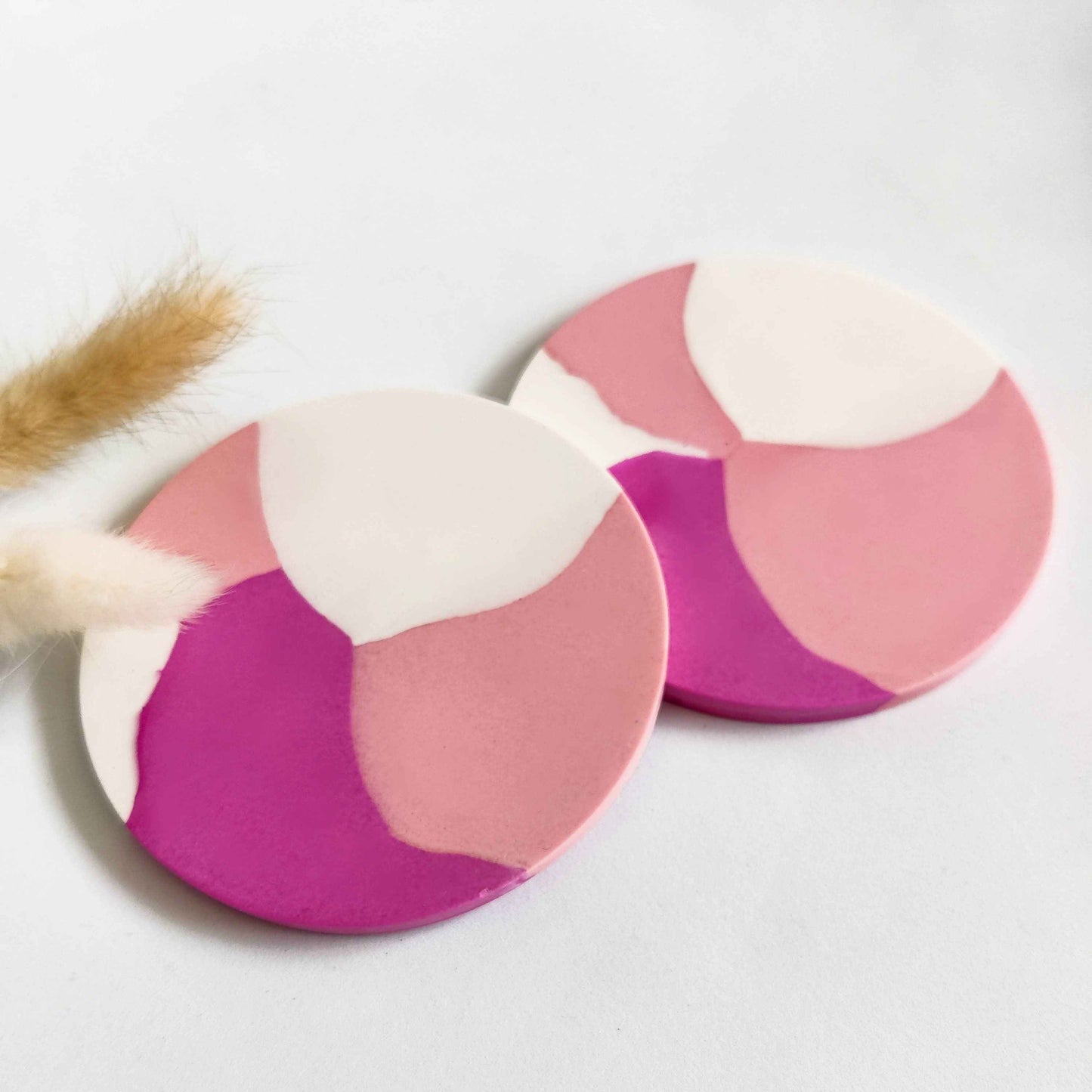 Pink coasters set of 2 or 4, aesthetic room decor for teens