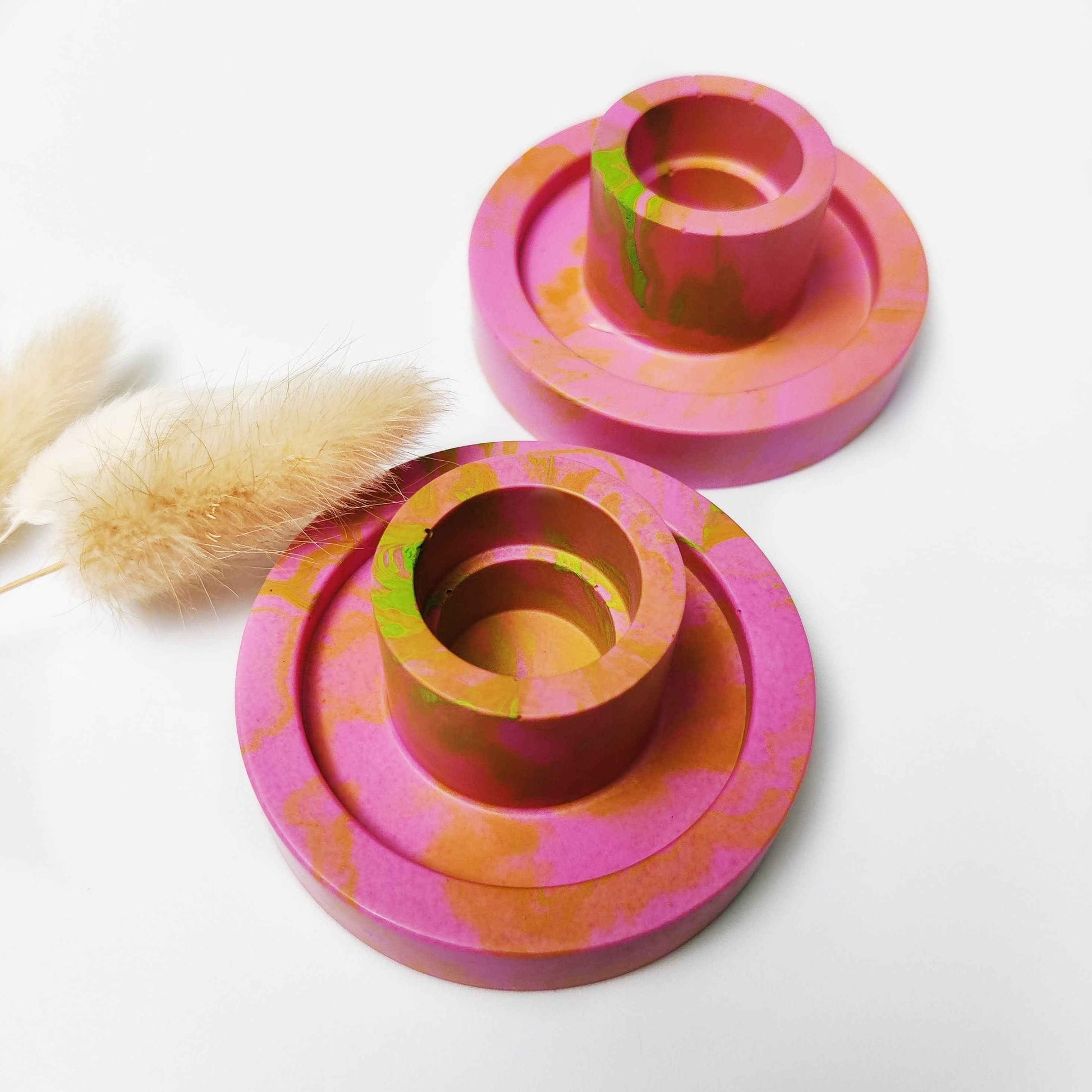 Vivid colours candle stick holders, pink pillar candle holder, aesthetic room decor, summer table decor, unique gift idea for sister