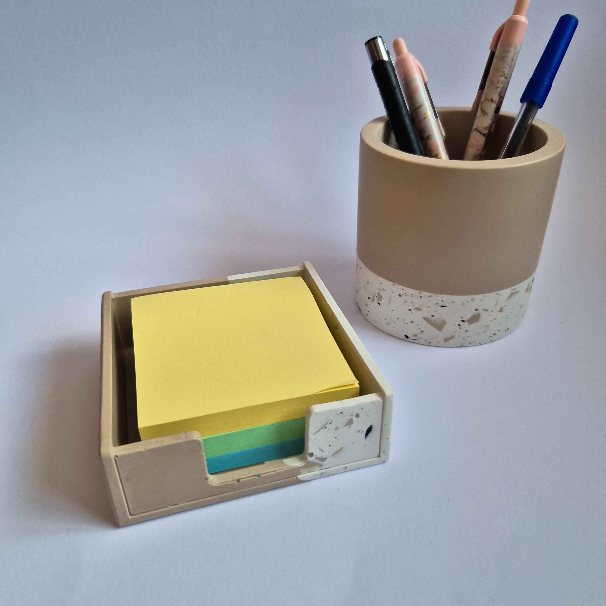 Half Terrazzo Sticky notes holder, memo pad office storage