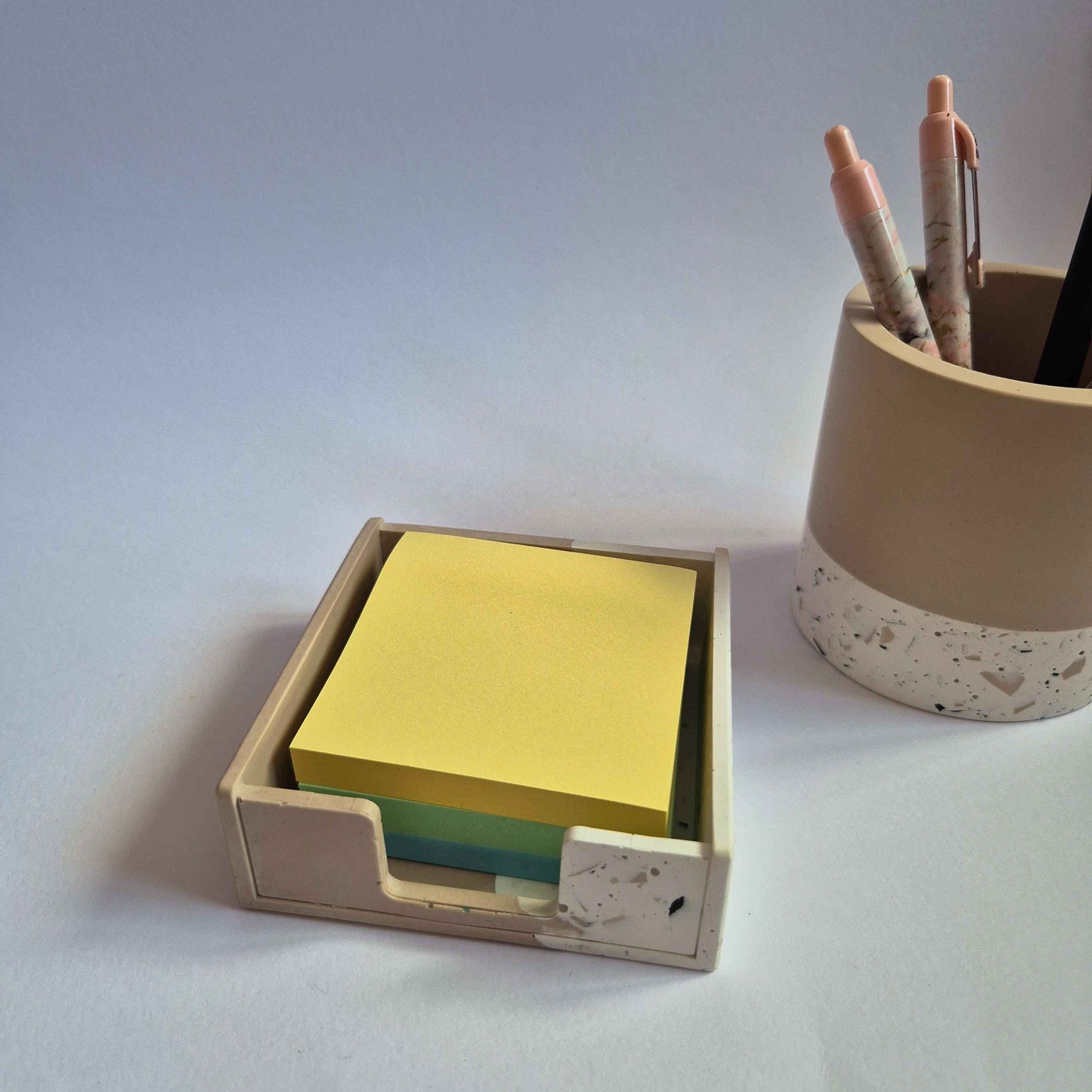 Half Terrazzo Sticky notes holder, memo pad office storage