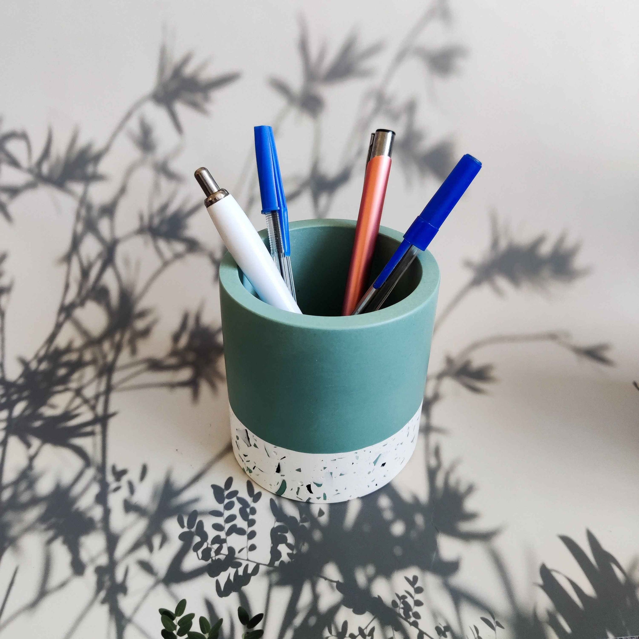 Half Terrazzo pen pot teal or purple, make up brushes holder