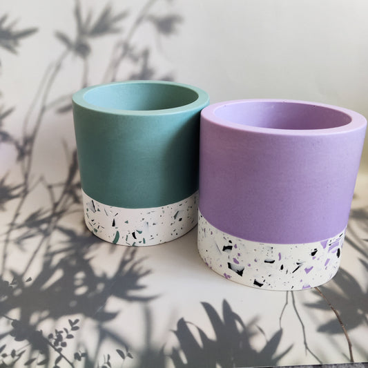 Half Terrazzo pen pot teal or purple, make up brushes holder