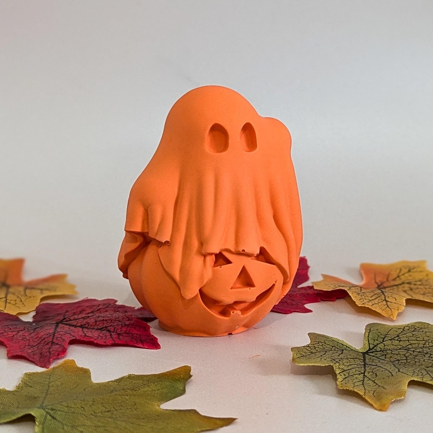 Halloween Decor Pumpkin and Ghost Figurine, Cute Handmade Halloween Ornament