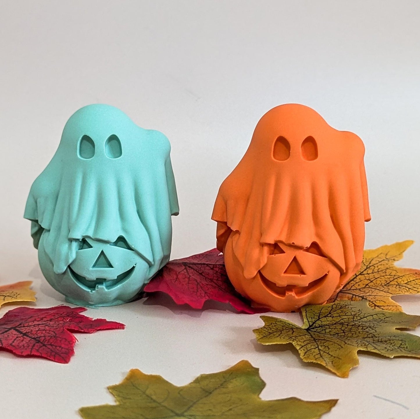 Halloween Decor Pumpkin and Ghost Figurine, Cute Handmade Halloween Ornament