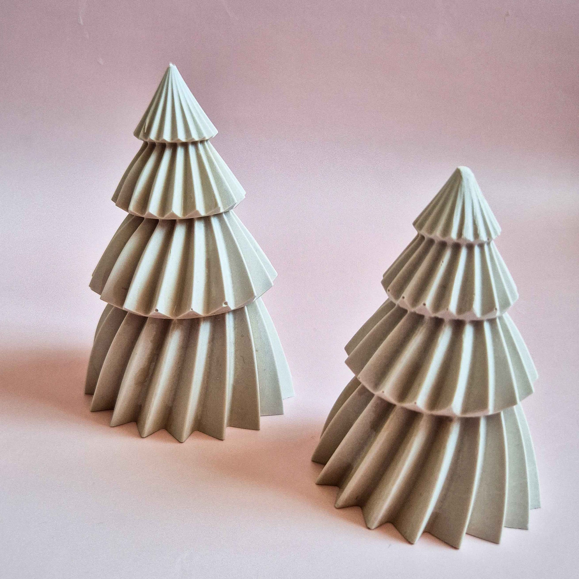 Jesmonite Christmas trees, seasonal shelf decor