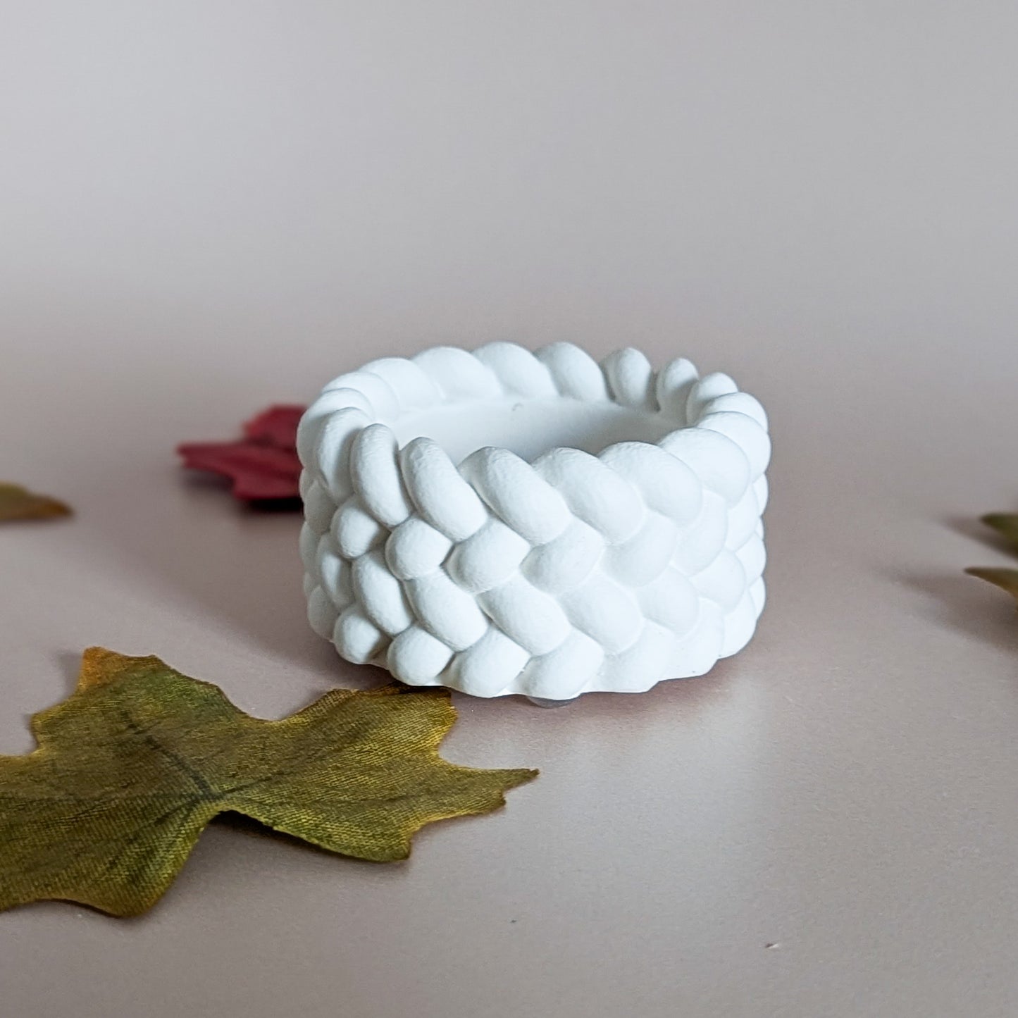 Knitted style cosy tealight candle holders