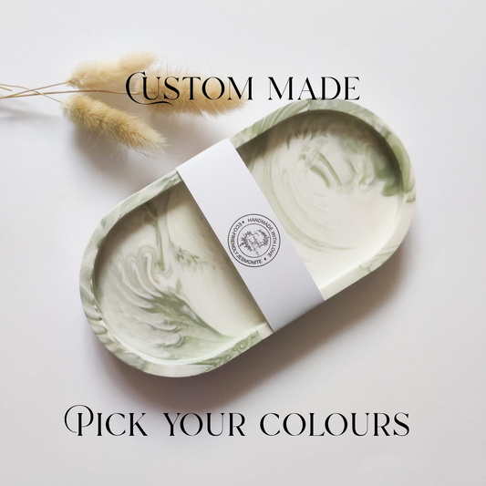 Custom made oval concrete style decorative tray, marble effect trinket dish, modern decor for jewelry, aesthetic room decor,