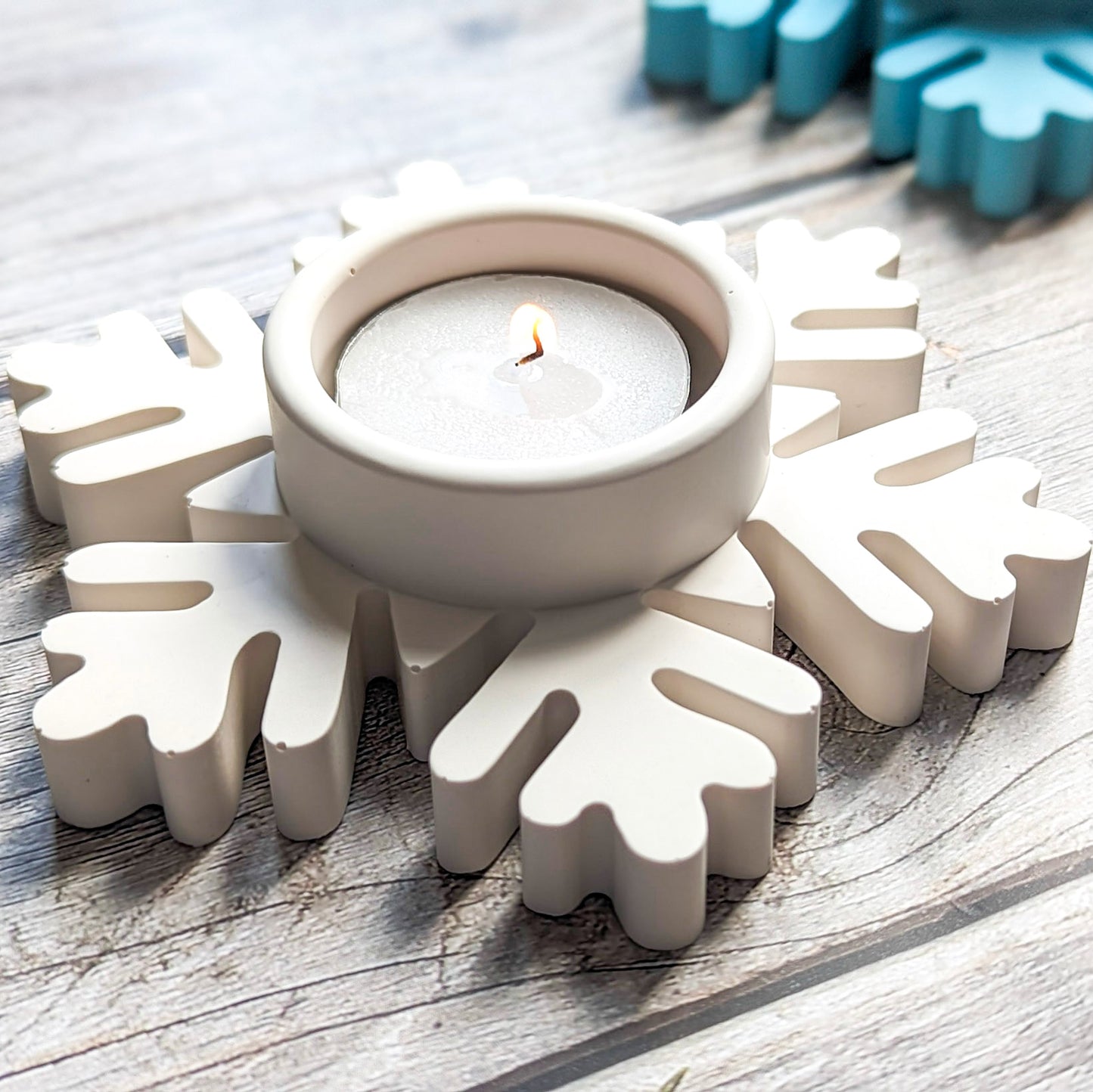 Snowflake tealight candle holder, winter decor