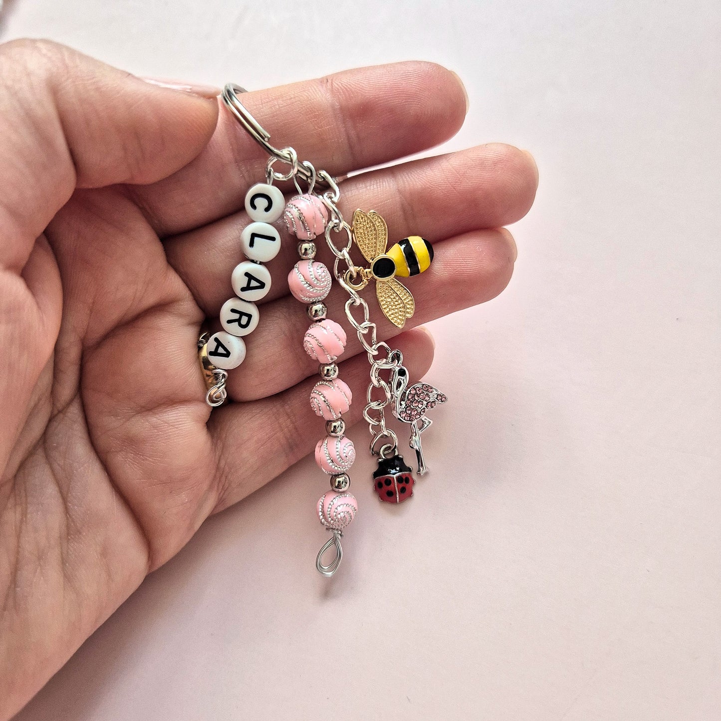 Personalised Pick your Charms Beads Keyring