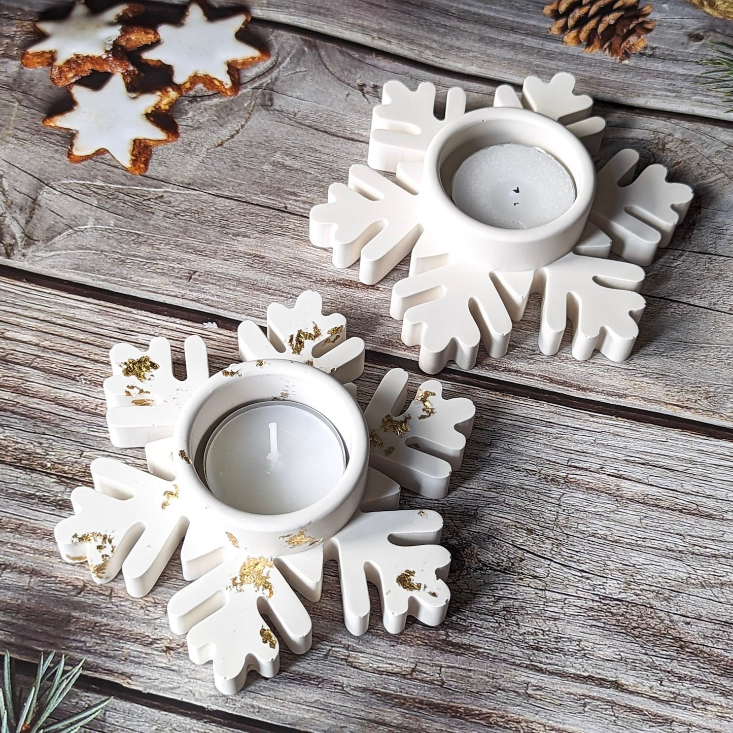 Snowflake tealight candle holder, winter decor