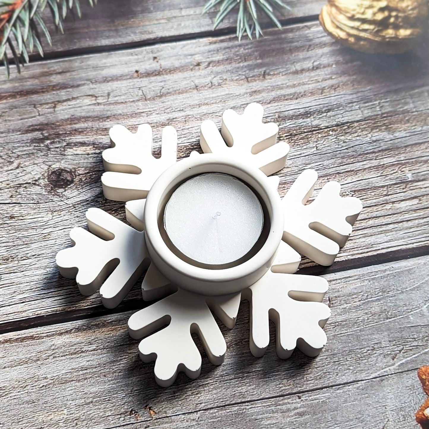 Snowflake tealight candle holder, winter decor